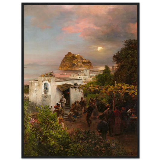 Ansicht von Ischia (1894) Art Print | Oswald Achenbach - Framed Poster - 30x40 cm / 12x16″ - Black frame
