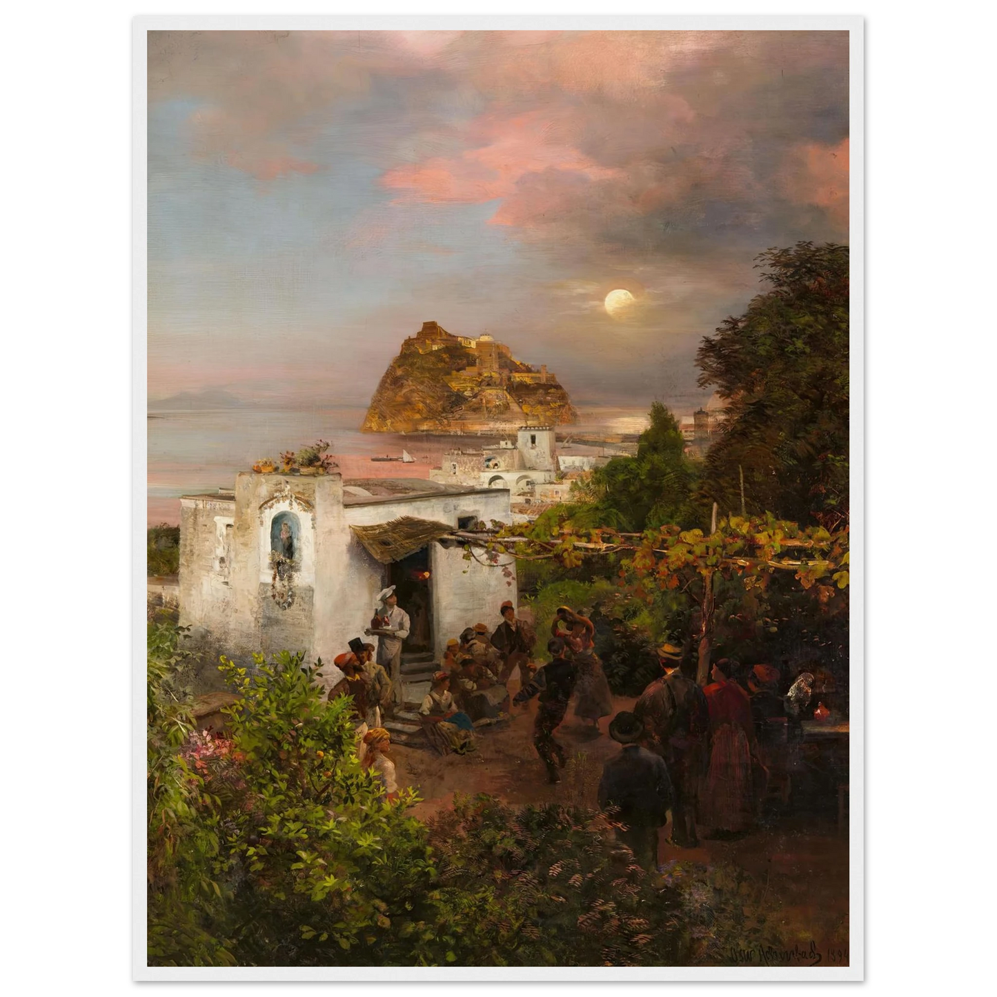 Ansicht von Ischia (1894) Art Print | Oswald Achenbach - Framed Poster - 30x40 cm / 12x16″ - Black frame