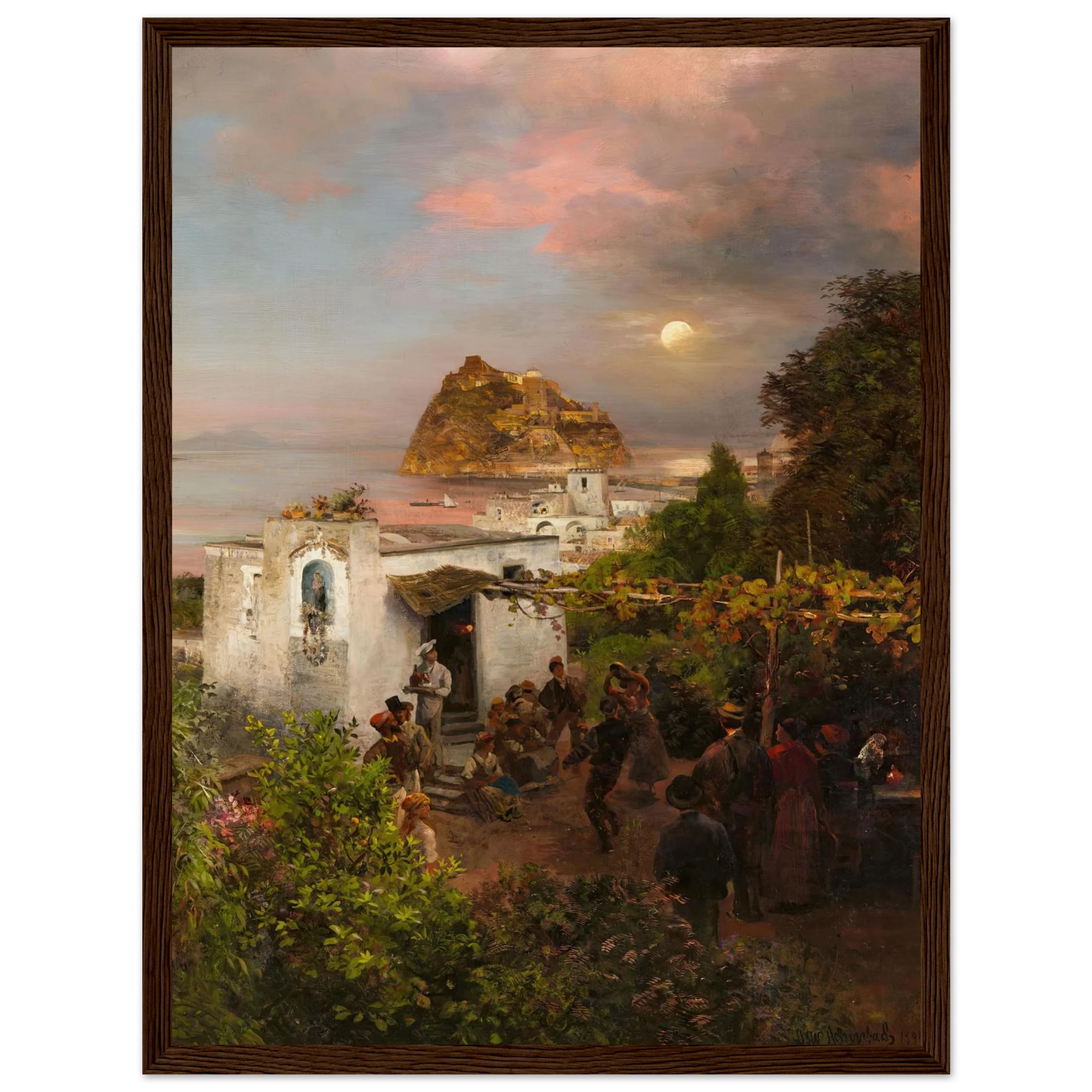 Ansicht von Ischia (1894) Art Print | Oswald Achenbach - Framed Poster - 30x40 cm / 12x16″ - Black frame