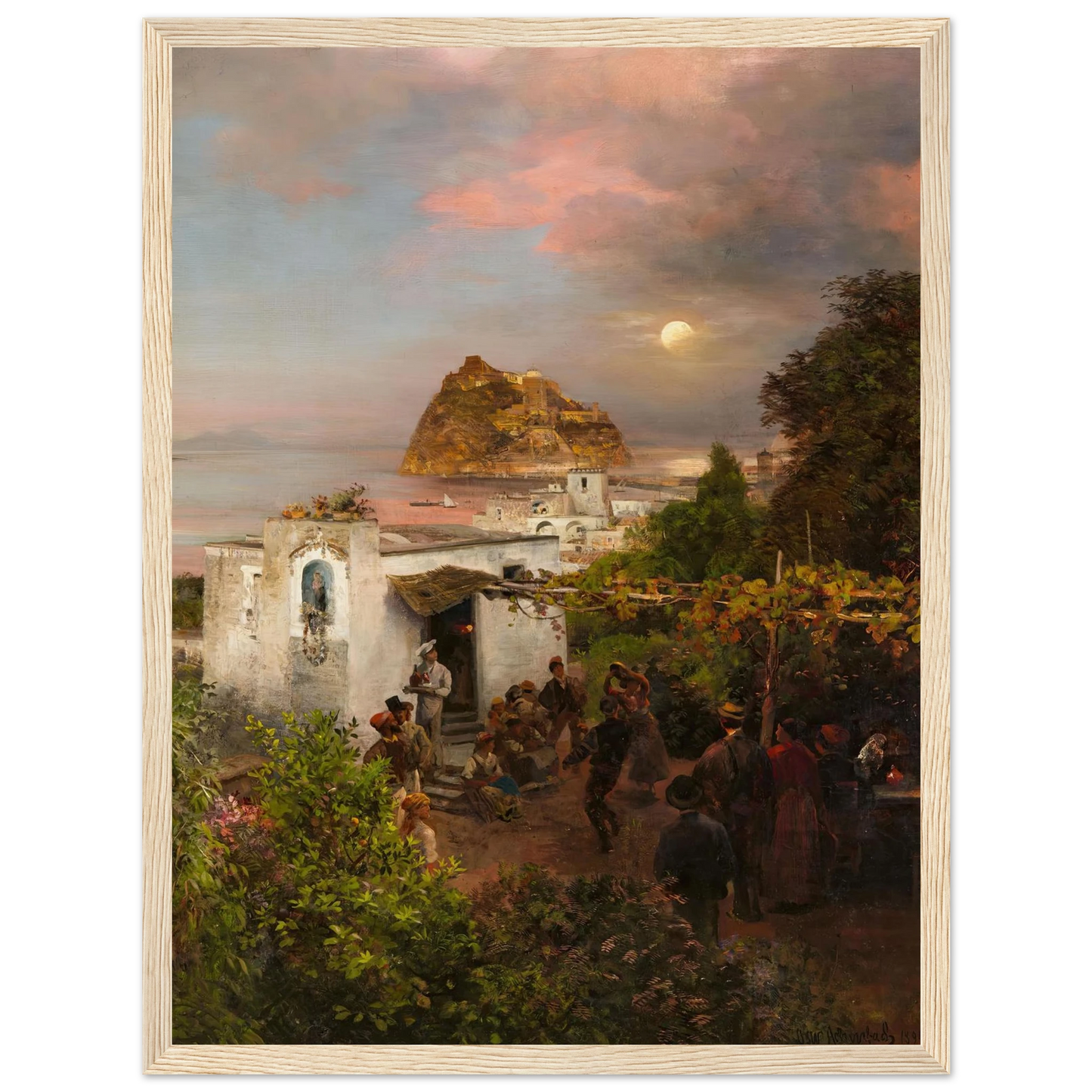 Ansicht von Ischia (1894) Art Print | Oswald Achenbach - Framed Poster - 30x40 cm / 12x16″ - Black frame