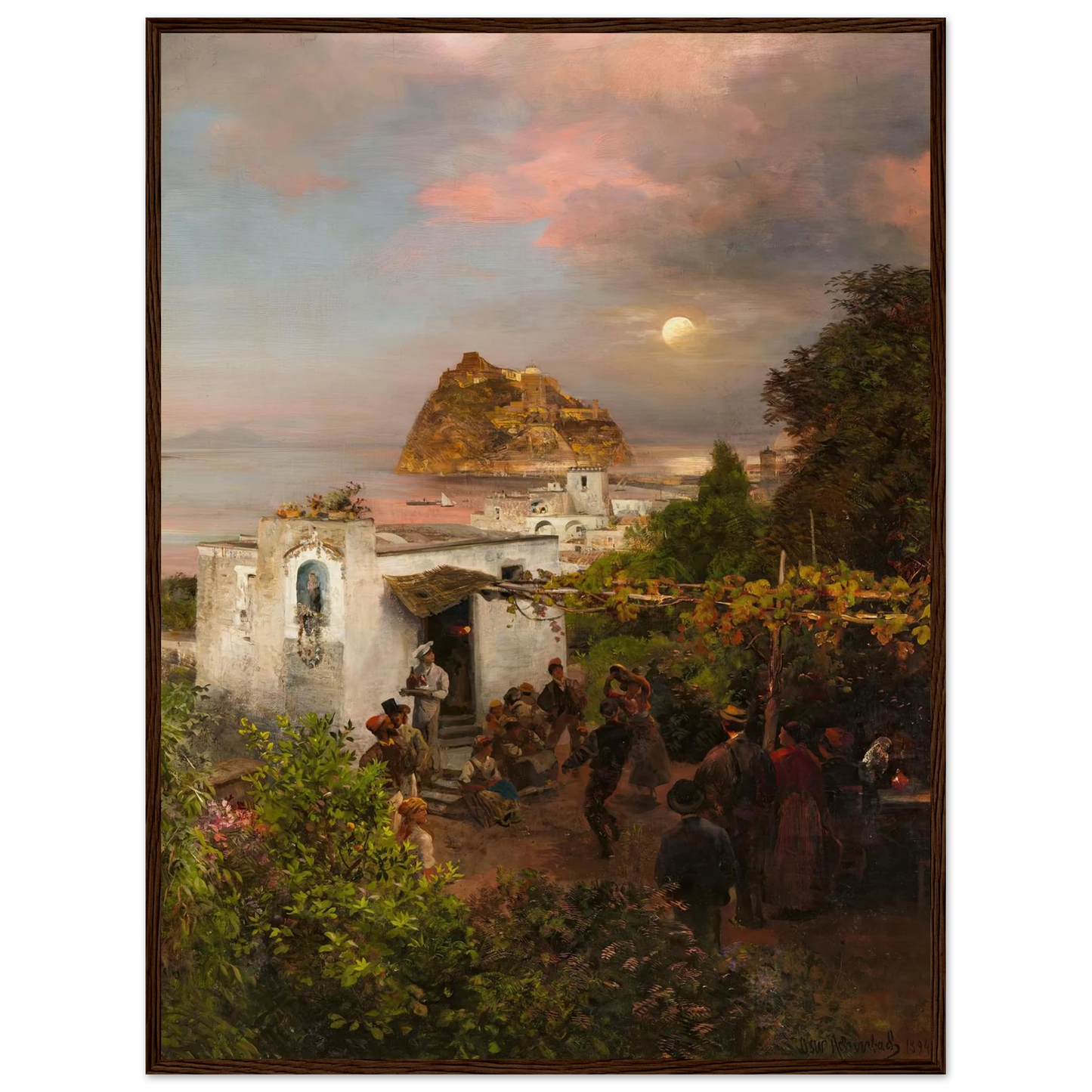 Ansicht von Ischia (1894) Art Print | Oswald Achenbach - Framed Poster - 30x40 cm / 12x16″ - Black frame