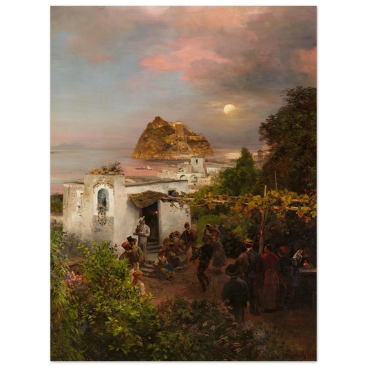 Ansicht von Ischia (1894) Art Print | Oswald Achenbach - Framed Poster - 30x40 cm / 12x16″ - Black frame