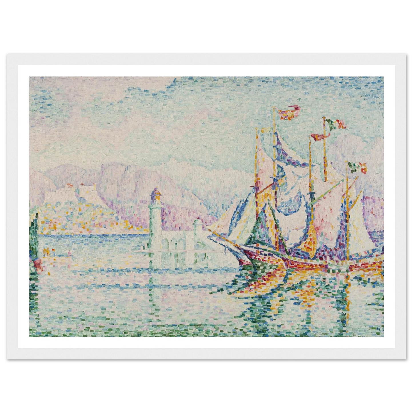 Antibes – Morning (1914) Art Print | Paul Signac - Framed Poster - 30x40 cm / 12x16″ - Black frame
