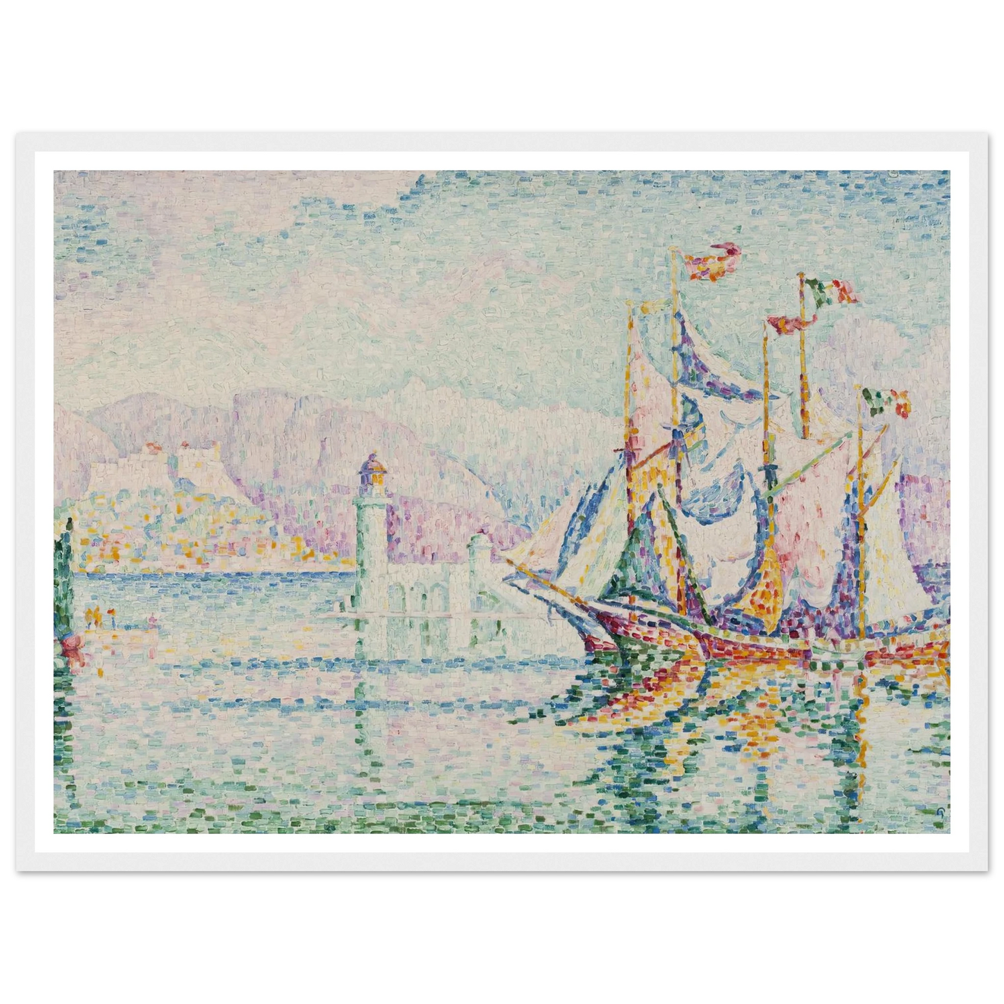 Antibes – Morning (1914) Art Print | Paul Signac - Framed Poster - 30x40 cm / 12x16″ - Black frame