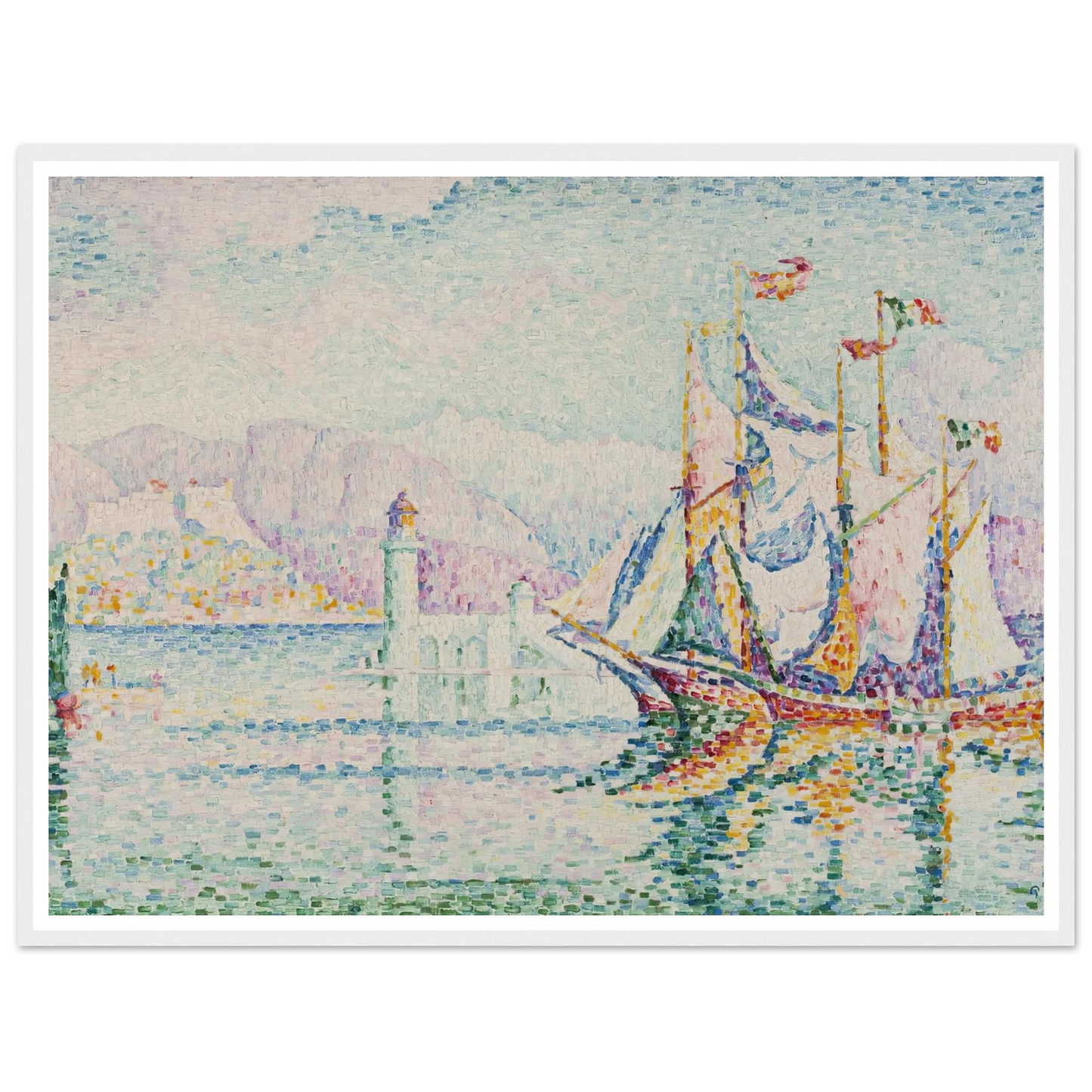 Antibes – Morning (1914) Art Print | Paul Signac - Framed Poster - 30x40 cm / 12x16″ - Black frame