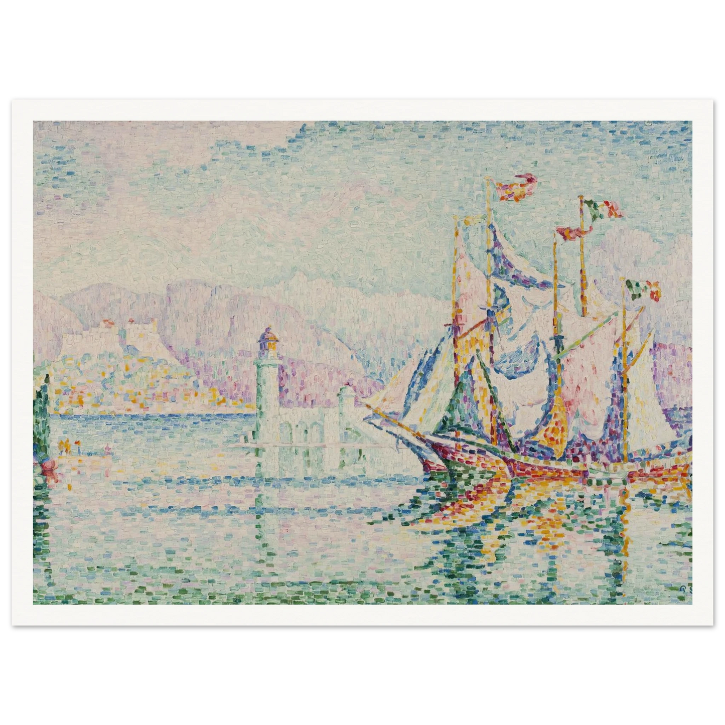 Antibes – Morning (1914) Art Print | Paul Signac - Framed Poster - 30x40 cm / 12x16″ - Black frame