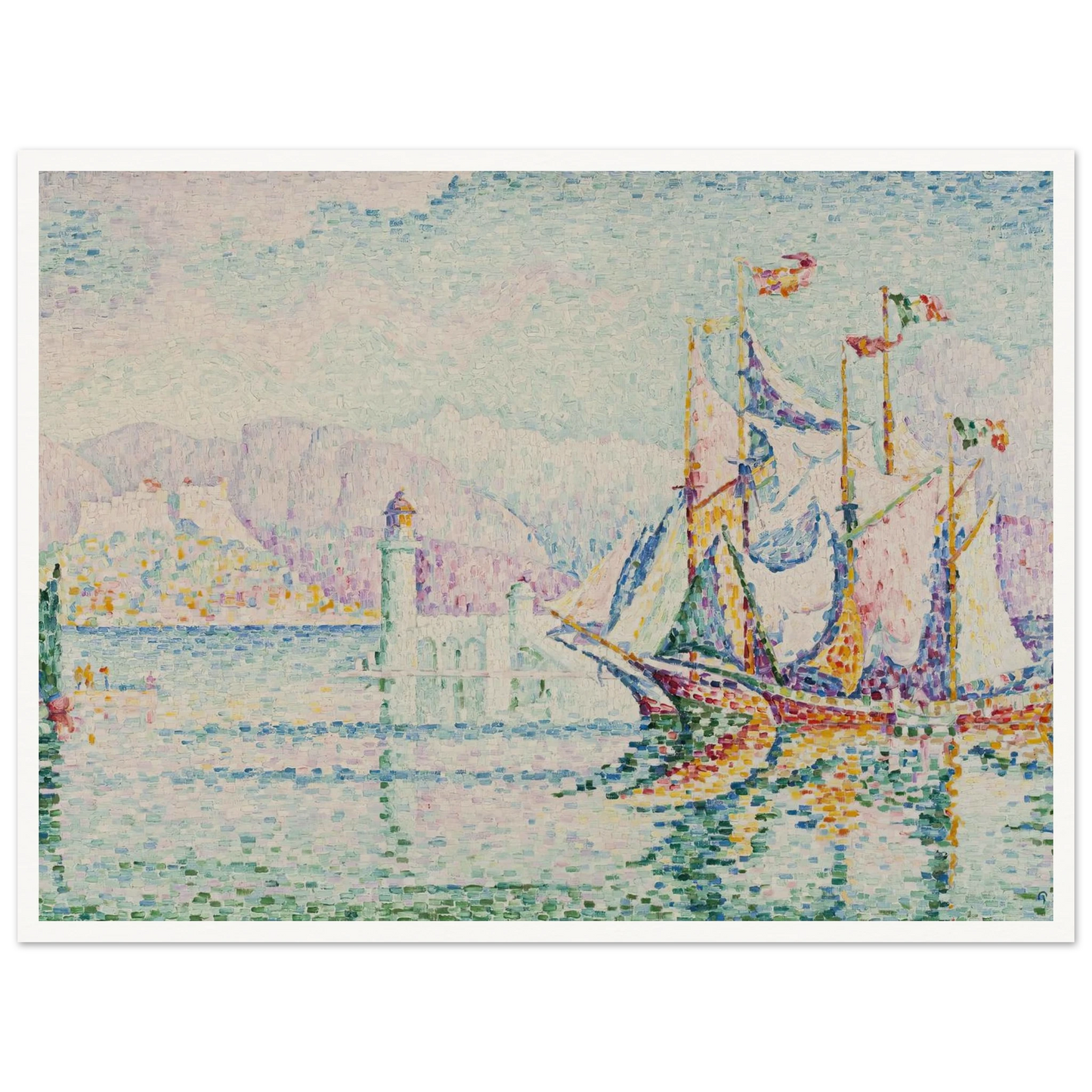 Antibes – Morning (1914) Art Print | Paul Signac - Framed Poster - 30x40 cm / 12x16″ - Black frame