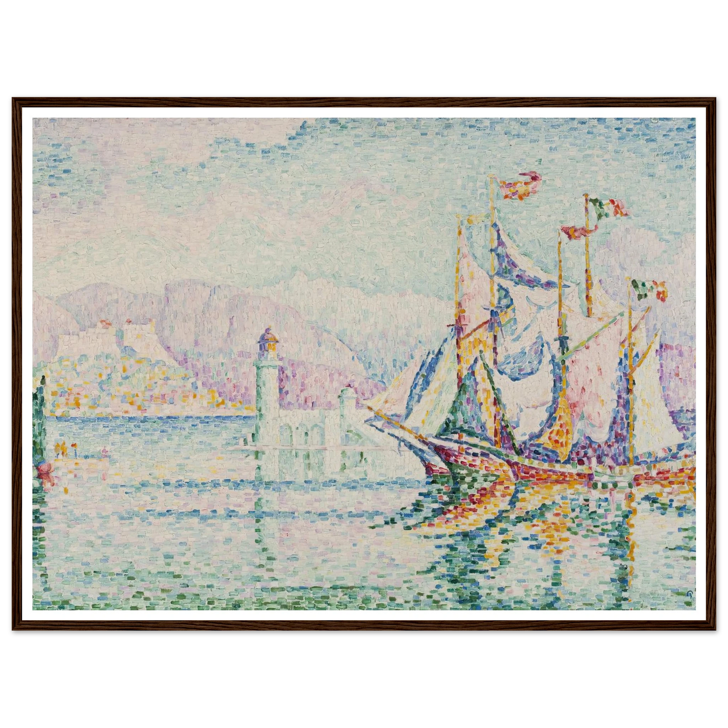 Antibes – Morning (1914) Art Print | Paul Signac - Framed Poster - 30x40 cm / 12x16″ - Black frame