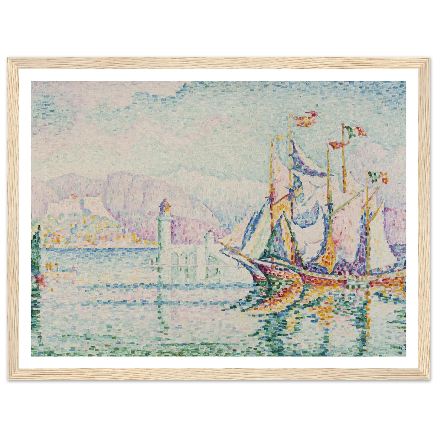 Antibes – Morning (1914) Art Print | Paul Signac - Framed Poster - 30x40 cm / 12x16″ - Black frame