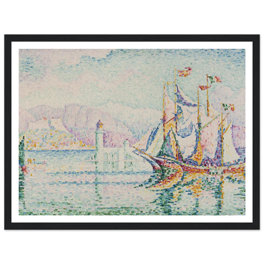 Antibes – Morning (1914) Art Print | Paul Signac - Framed Poster - 30x40 cm / 12x16″ - Black frame