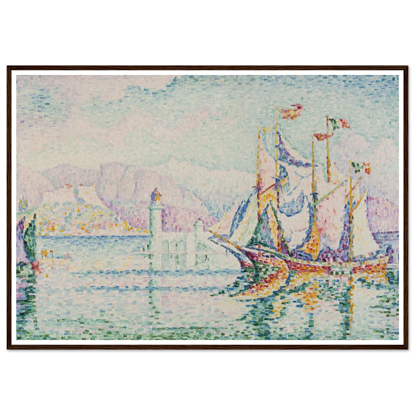 Antibes – Morning (1914) Art Print | Paul Signac - Framed Poster - 30x40 cm / 12x16″ - Black frame