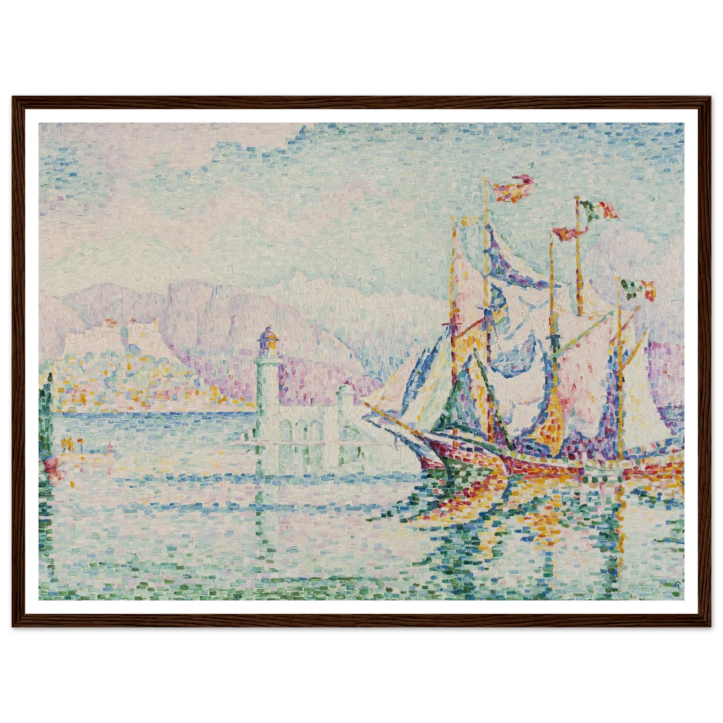 Antibes – Morning (1914) Art Print | Paul Signac - Framed Poster - 30x40 cm / 12x16″ - Black frame