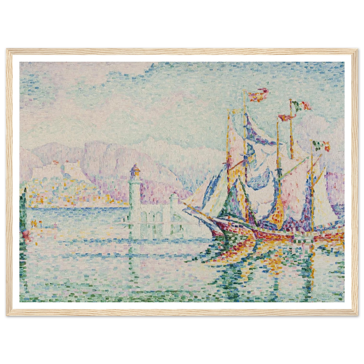 Antibes – Morning (1914) Art Print | Paul Signac - Framed Poster - 30x40 cm / 12x16″ - Black frame