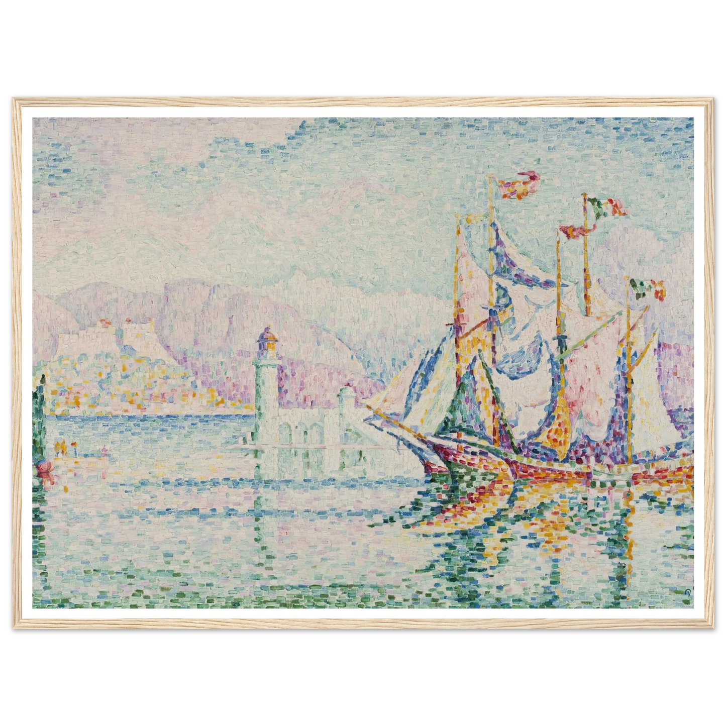 Antibes – Morning (1914) Art Print | Paul Signac - Framed Poster - 30x40 cm / 12x16″ - Black frame