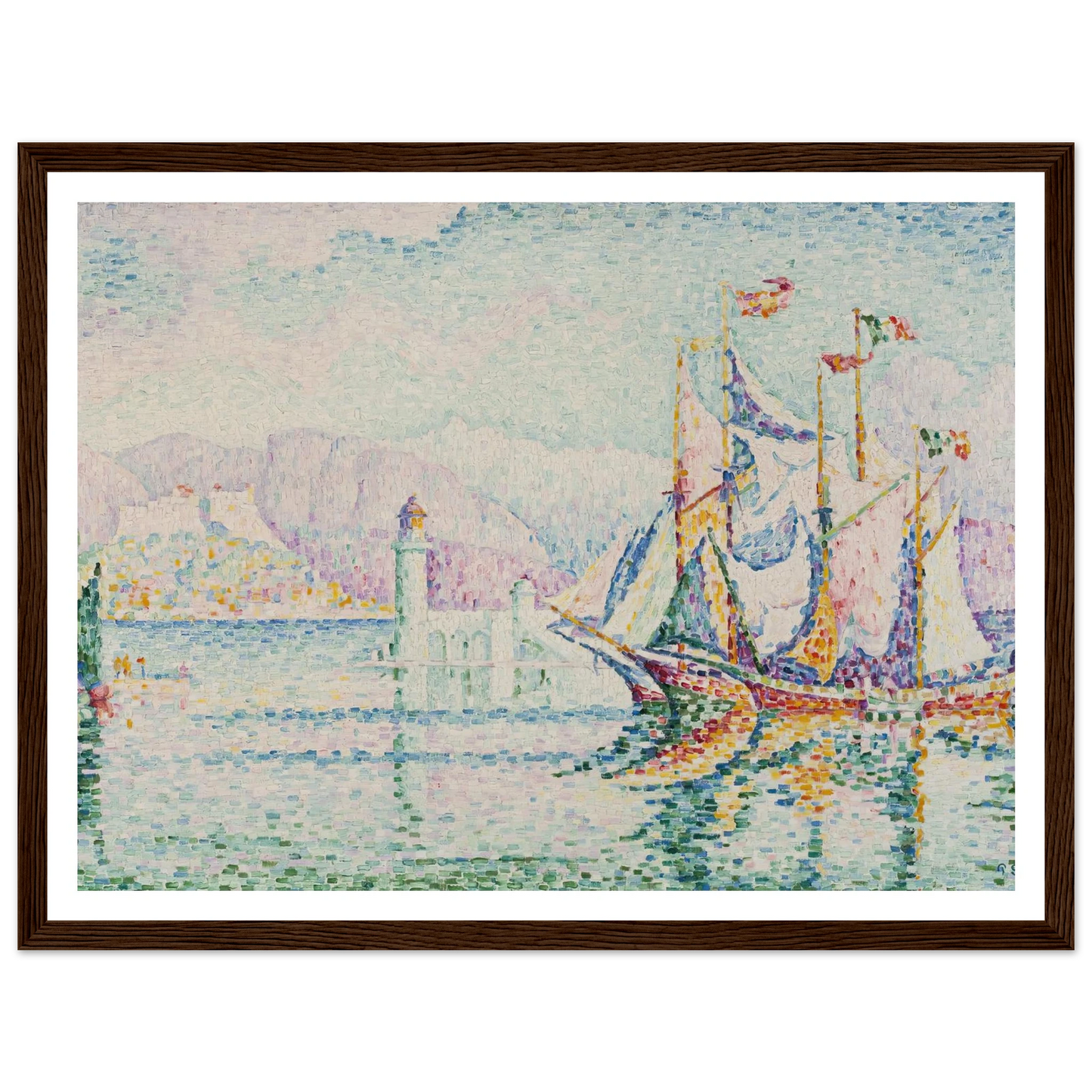 Antibes – Morning (1914) Art Print | Paul Signac - Framed Poster - 30x40 cm / 12x16″ - Black frame