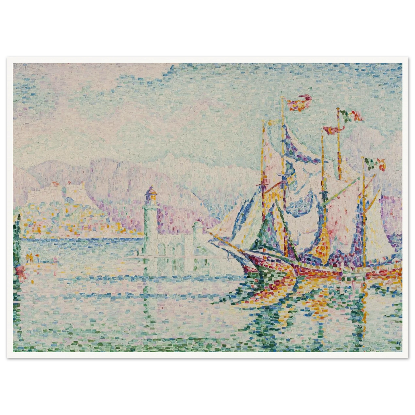 Antibes – Morning (1914) Art Print | Paul Signac - Framed Poster - 30x40 cm / 12x16″ - Black frame