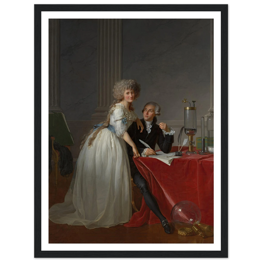 Antoine Laurent Lavoisier (1743–1794) and Marie Anne Lavoisier (Marie Anne Pierrette Paulze, 1758–1836) (1788) Art Print | Jacques Louis David - Framed Poster - 30x40 cm / 12x16″ - Black frame