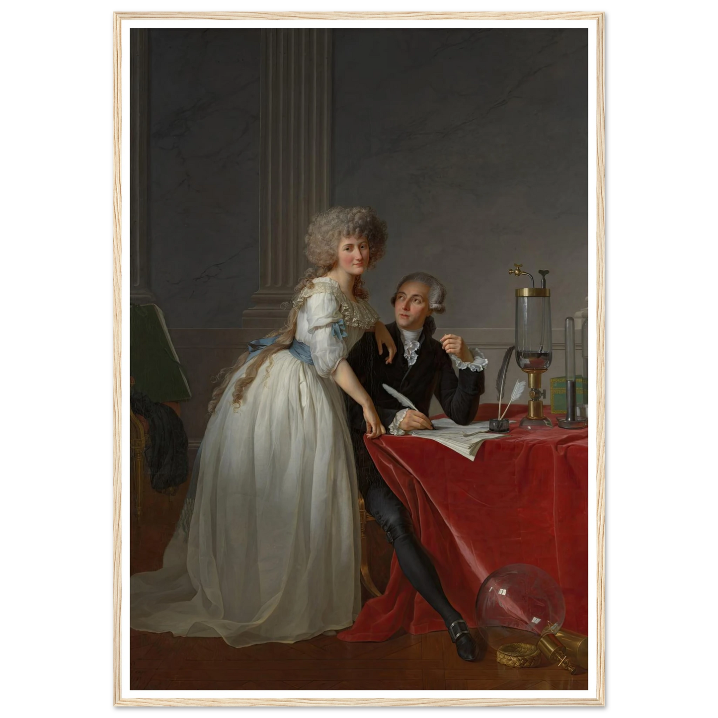 Antoine Laurent Lavoisier (1743–1794) and Marie Anne Lavoisier (Marie Anne Pierrette Paulze, 1758–1836) (1788) Art Print | Jacques Louis David - Framed Poster - 30x40 cm / 12x16″ - Black frame