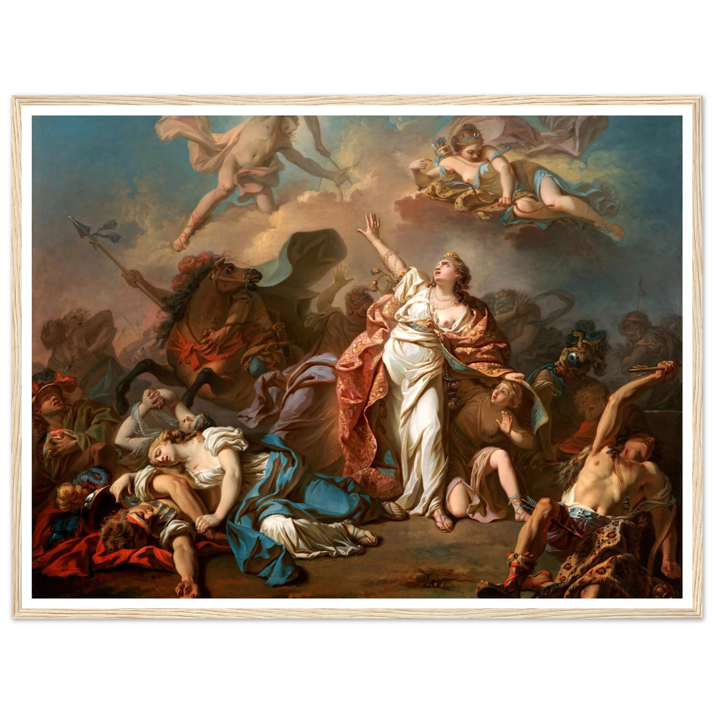 Apollo And Diana Attacking The Children Of Niobe (1772) Art Print | Jacques Louis David - Framed Poster - 30x40 cm / 12x16″ - Black frame