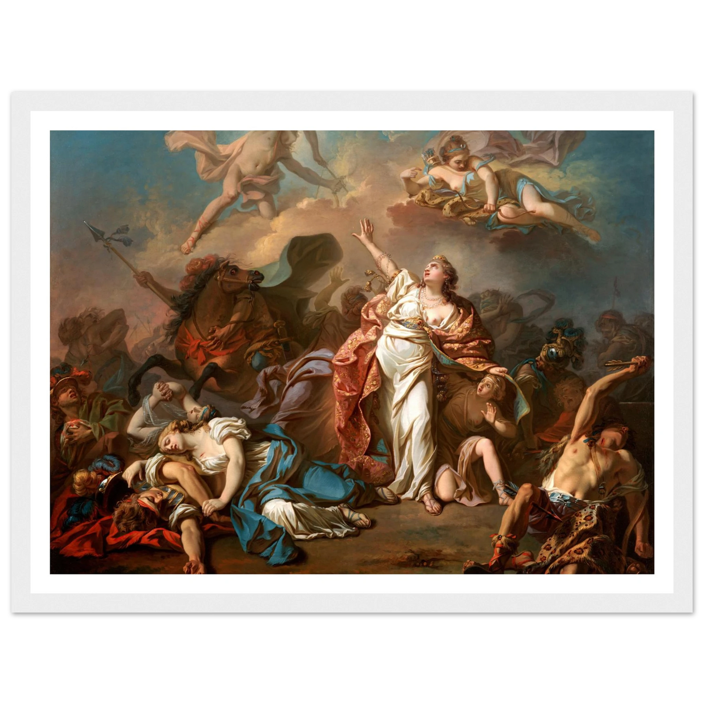 Apollo And Diana Attacking The Children Of Niobe (1772) Art Print | Jacques Louis David - Framed Poster - 30x40 cm / 12x16″ - Black frame