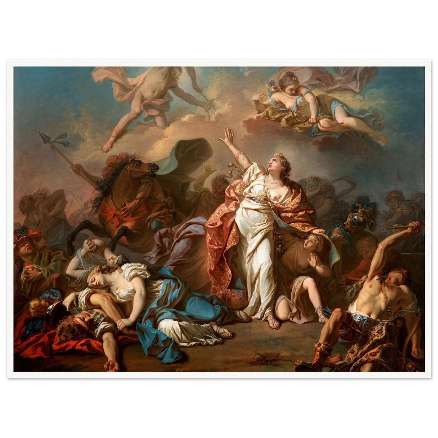 Apollo And Diana Attacking The Children Of Niobe (1772) Art Print | Jacques Louis David - Framed Poster - 30x40 cm / 12x16″ - Black frame