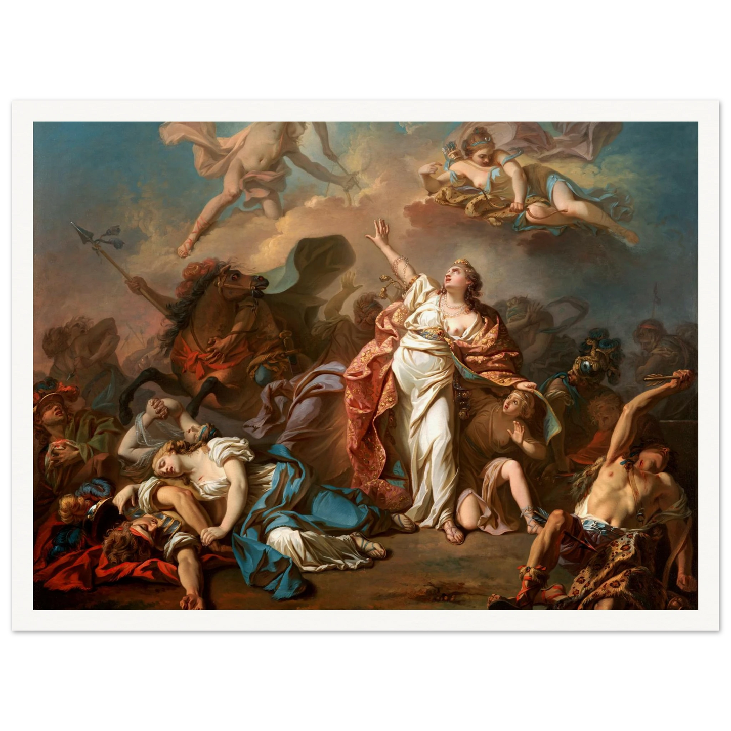 Apollo And Diana Attacking The Children Of Niobe (1772) Art Print | Jacques Louis David - Framed Poster - 30x40 cm / 12x16″ - Black frame