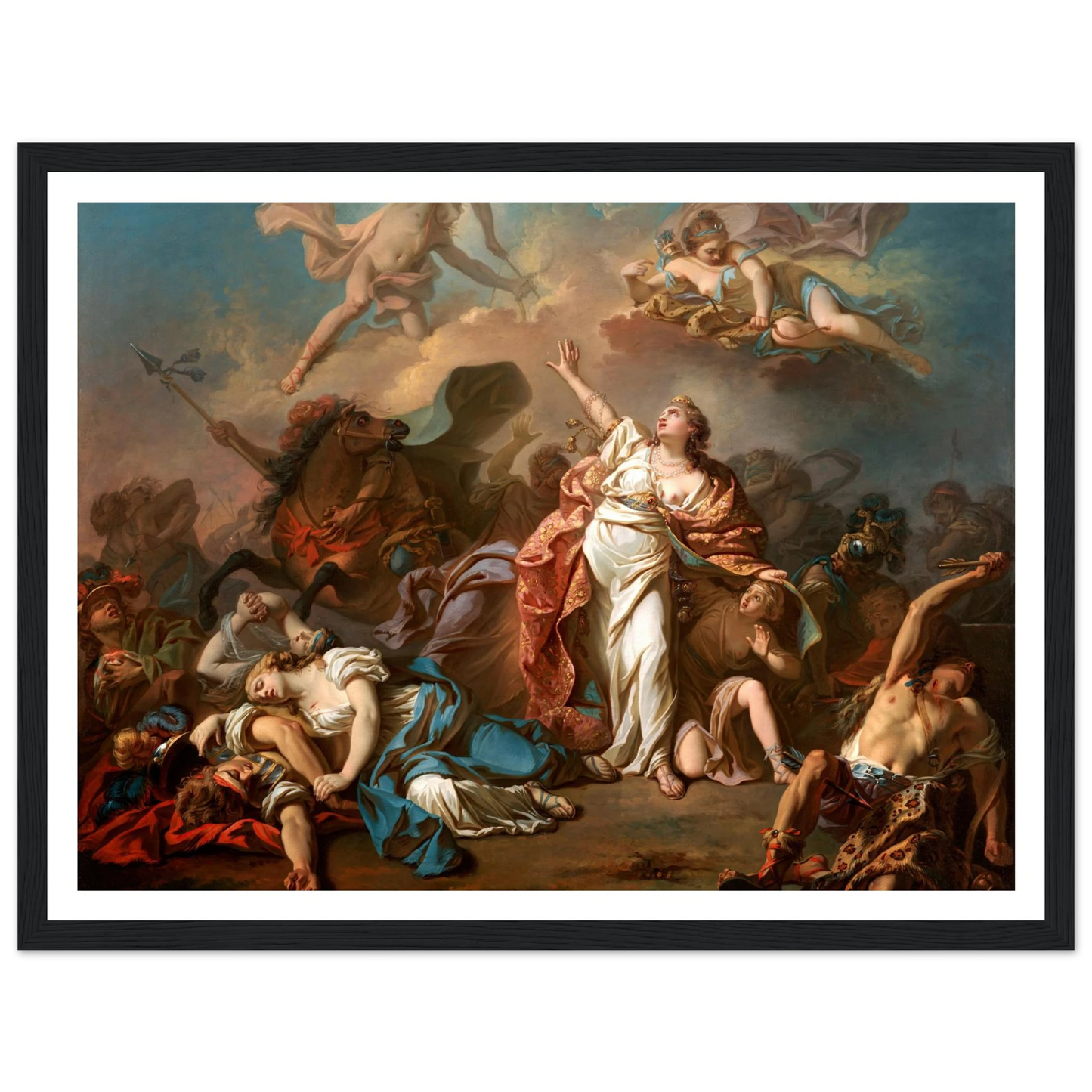Apollo And Diana Attacking The Children Of Niobe (1772) Art Print | Jacques Louis David - Framed Poster - 30x40 cm / 12x16″ - Black frame