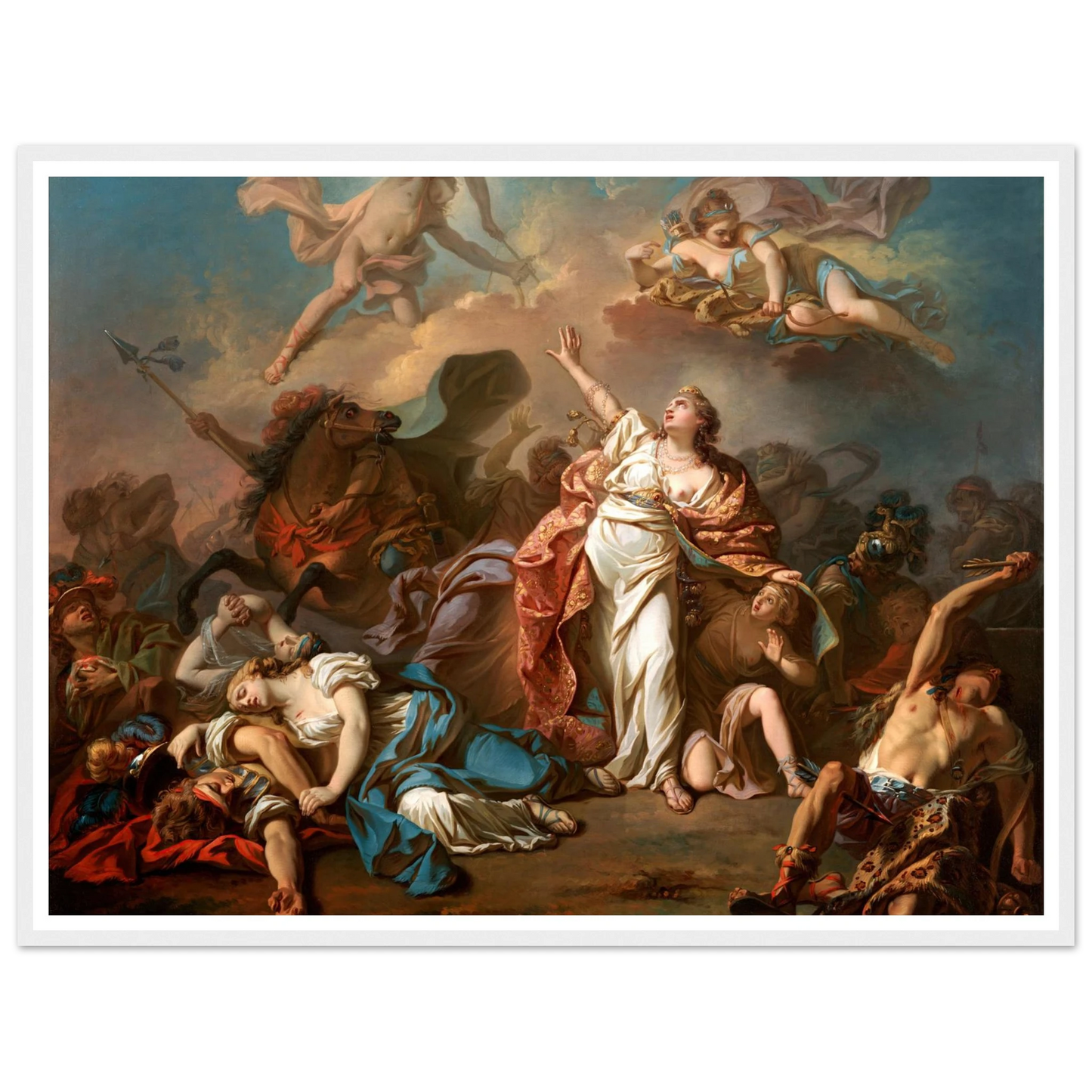 Apollo And Diana Attacking The Children Of Niobe (1772) Art Print | Jacques Louis David - Framed Poster - 30x40 cm / 12x16″ - Black frame