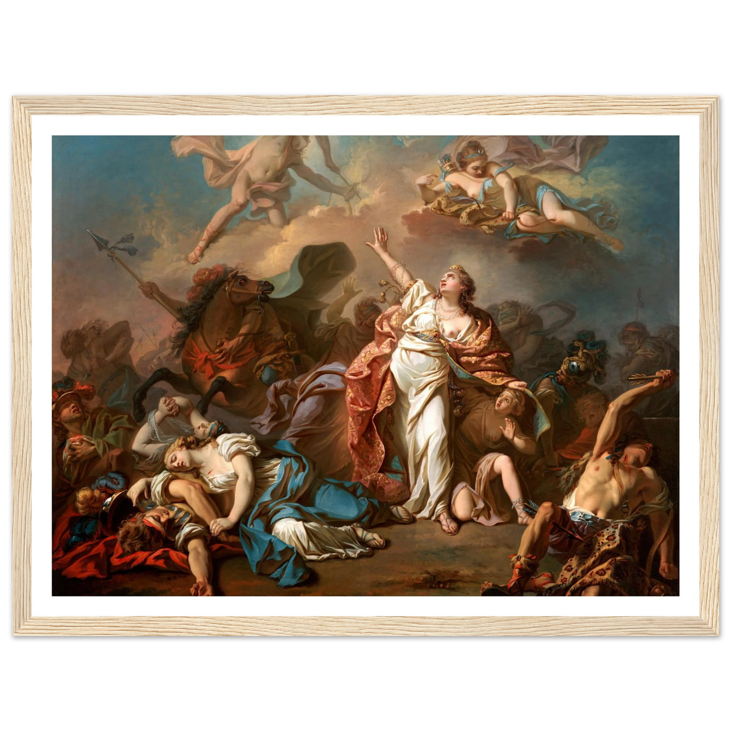 Apollo And Diana Attacking The Children Of Niobe (1772) Art Print | Jacques Louis David - Framed Poster - 30x40 cm / 12x16″ - Black frame