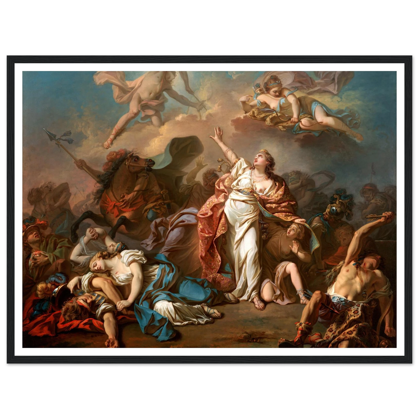Apollo And Diana Attacking The Children Of Niobe (1772) Art Print | Jacques Louis David - Framed Poster - 30x40 cm / 12x16″ - Black frame