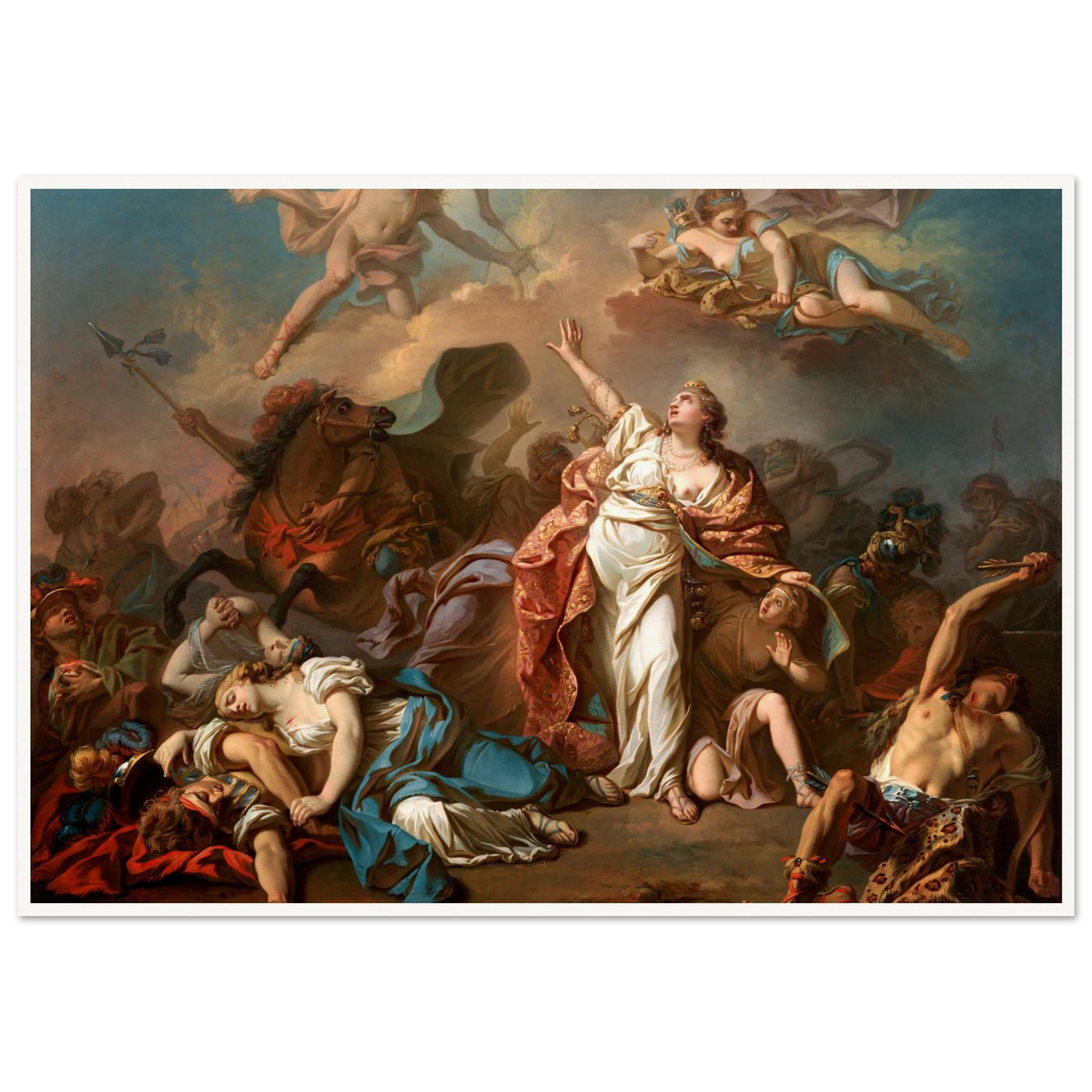 Apollo And Diana Attacking The Children Of Niobe (1772) Art Print | Jacques Louis David - Framed Poster - 30x40 cm / 12x16″ - Black frame
