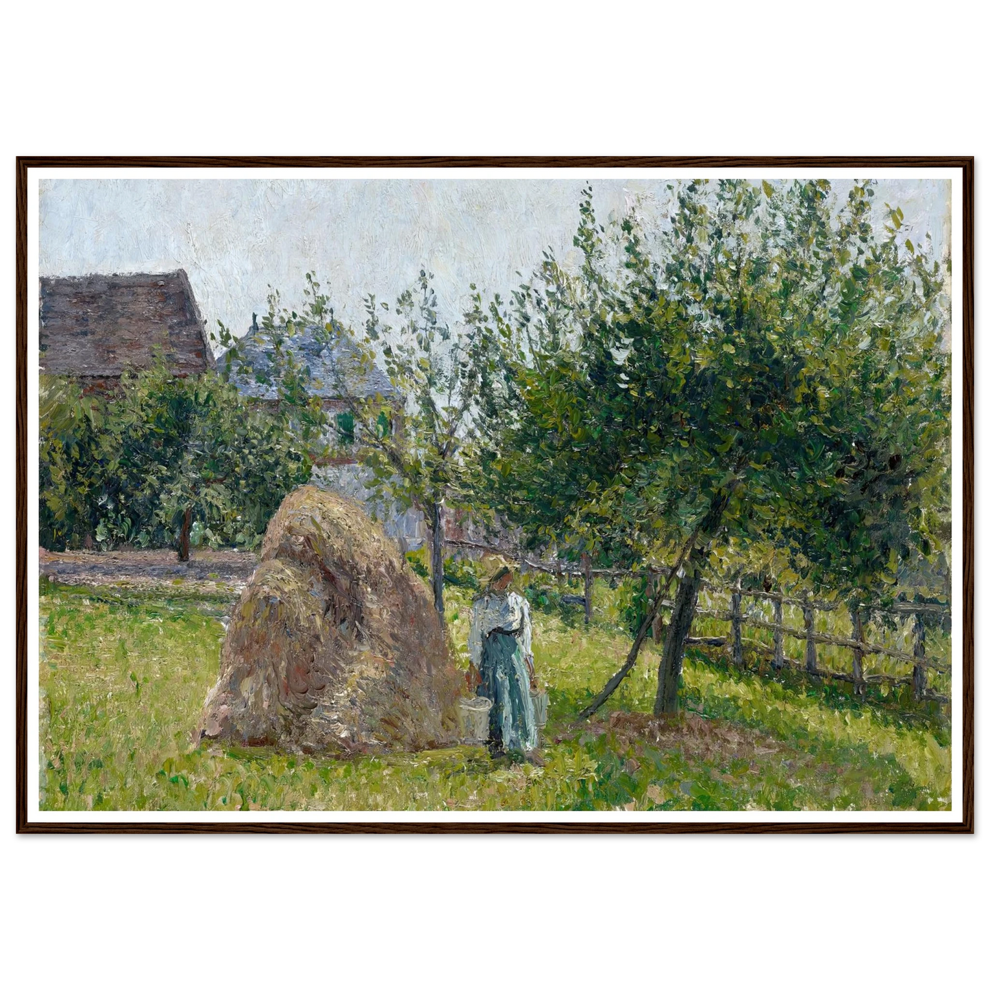 Apple Trees in Eragny, Sunny Morning (1903) Art Print | Camille Pissarro - Framed Poster - 30x40 cm / 12x16″ - Black frame