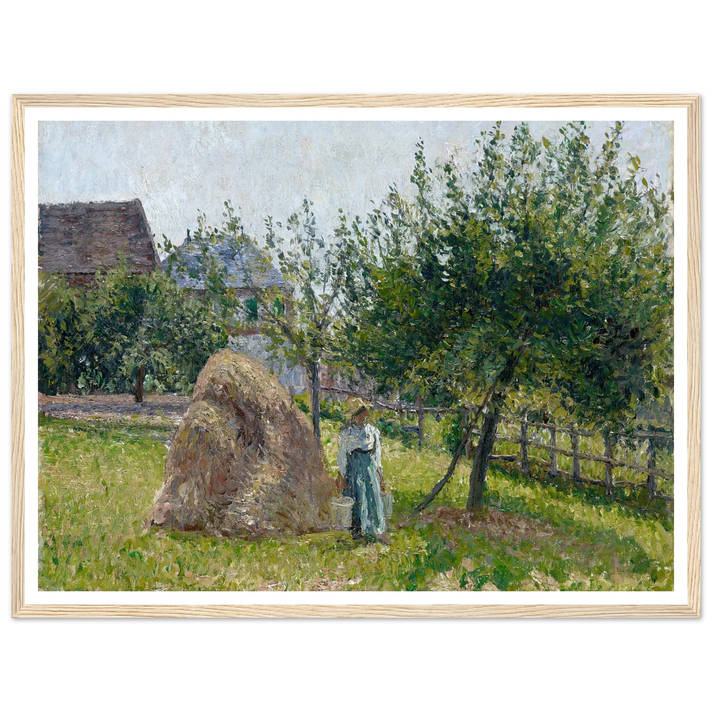 Apple Trees in Eragny, Sunny Morning (1903) Art Print | Camille Pissarro - Framed Poster - 30x40 cm / 12x16″ - Black frame