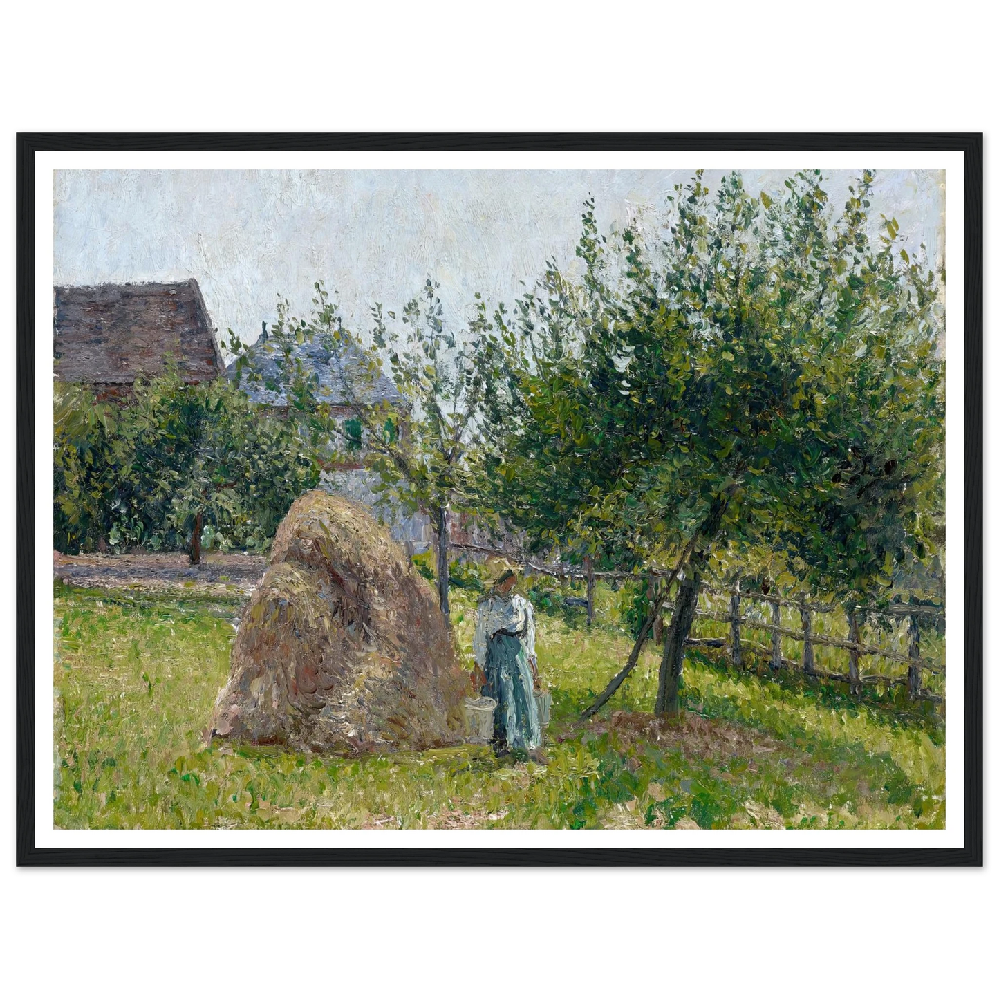 Apple Trees in Eragny, Sunny Morning (1903) Art Print | Camille Pissarro - Framed Poster - 30x40 cm / 12x16″ - Black frame