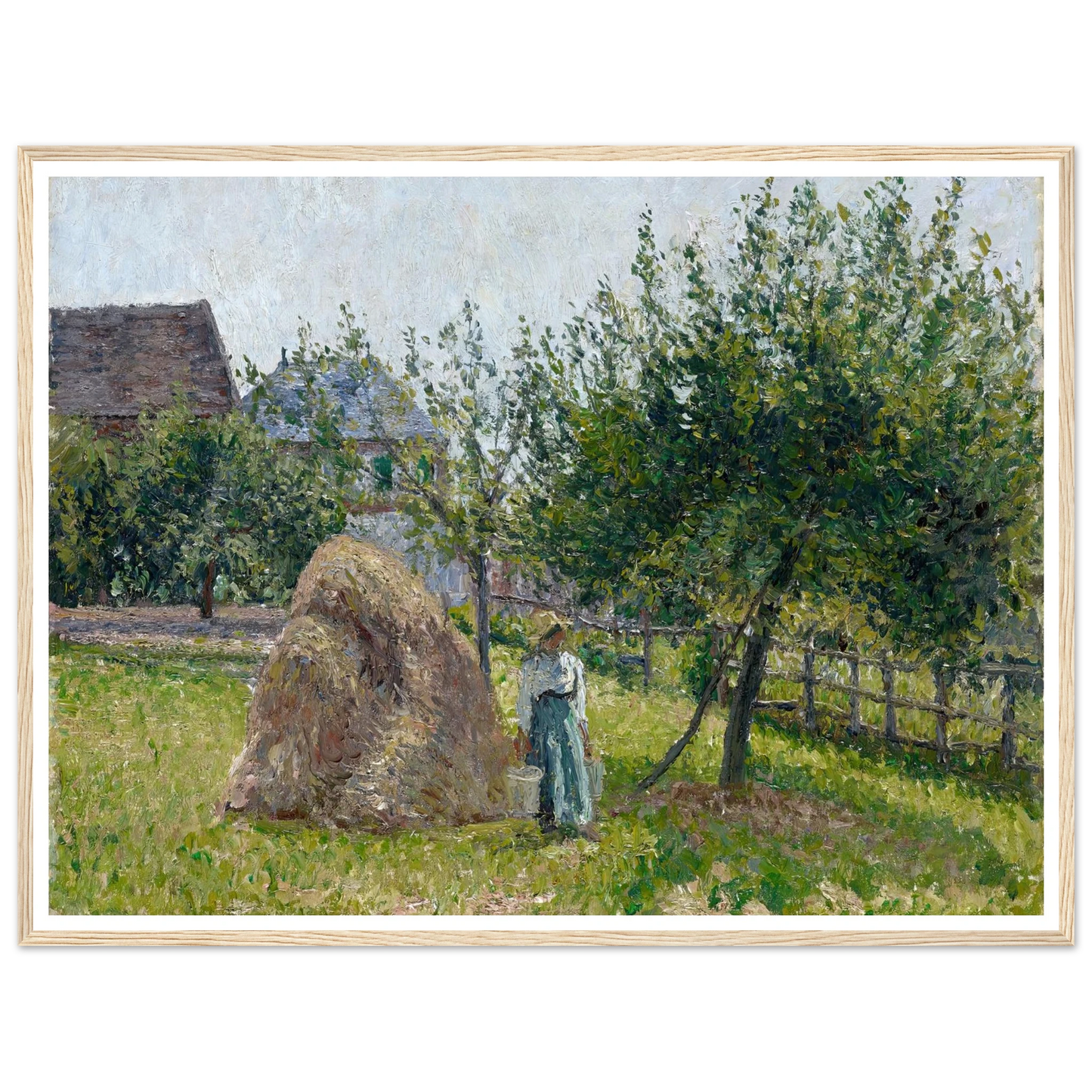 Apple Trees in Eragny, Sunny Morning (1903) Art Print | Camille Pissarro - Framed Poster - 30x40 cm / 12x16″ - Black frame