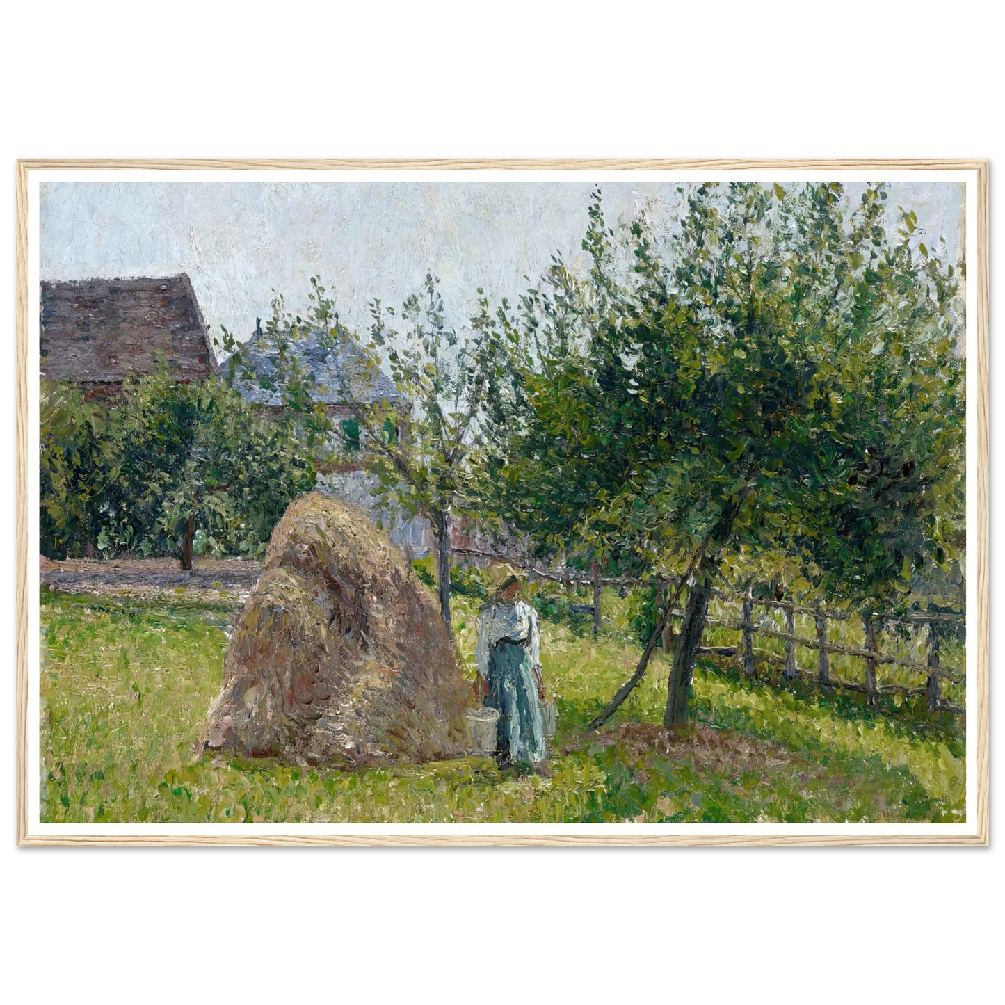 Apple Trees in Eragny, Sunny Morning (1903) Art Print | Camille Pissarro - Framed Poster - 30x40 cm / 12x16″ - Black frame