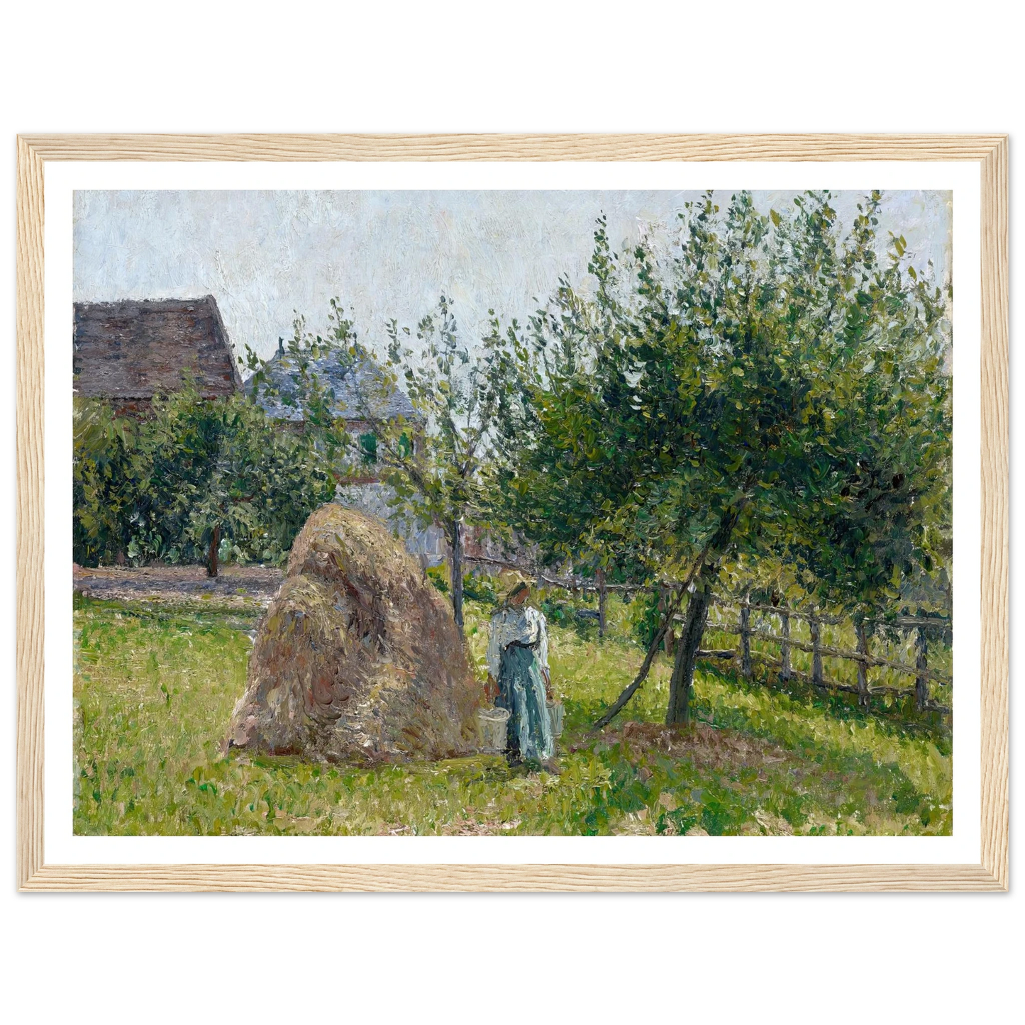 Apple Trees in Eragny, Sunny Morning (1903) Art Print | Camille Pissarro - Framed Poster - 30x40 cm / 12x16″ - Black frame