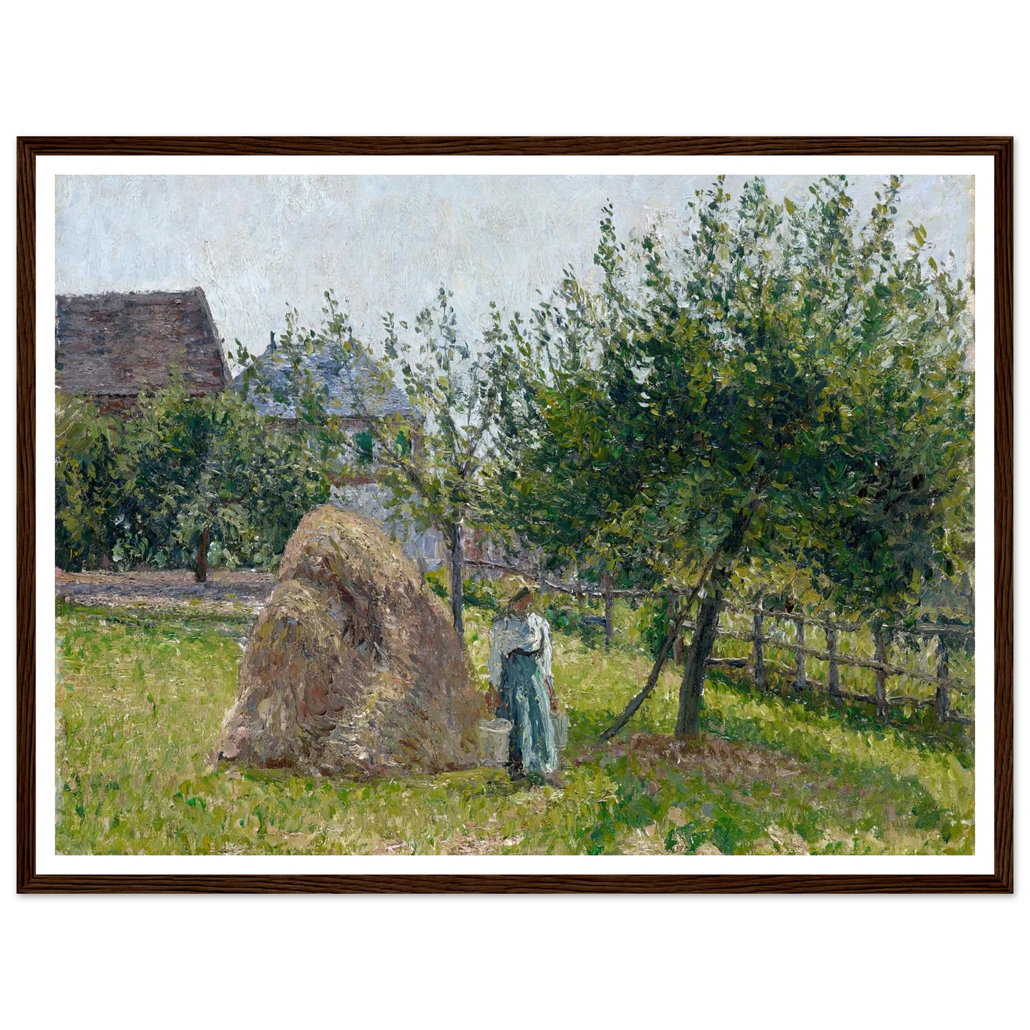 Apple Trees in Eragny, Sunny Morning (1903) Art Print | Camille Pissarro - Framed Poster - 30x40 cm / 12x16″ - Black frame