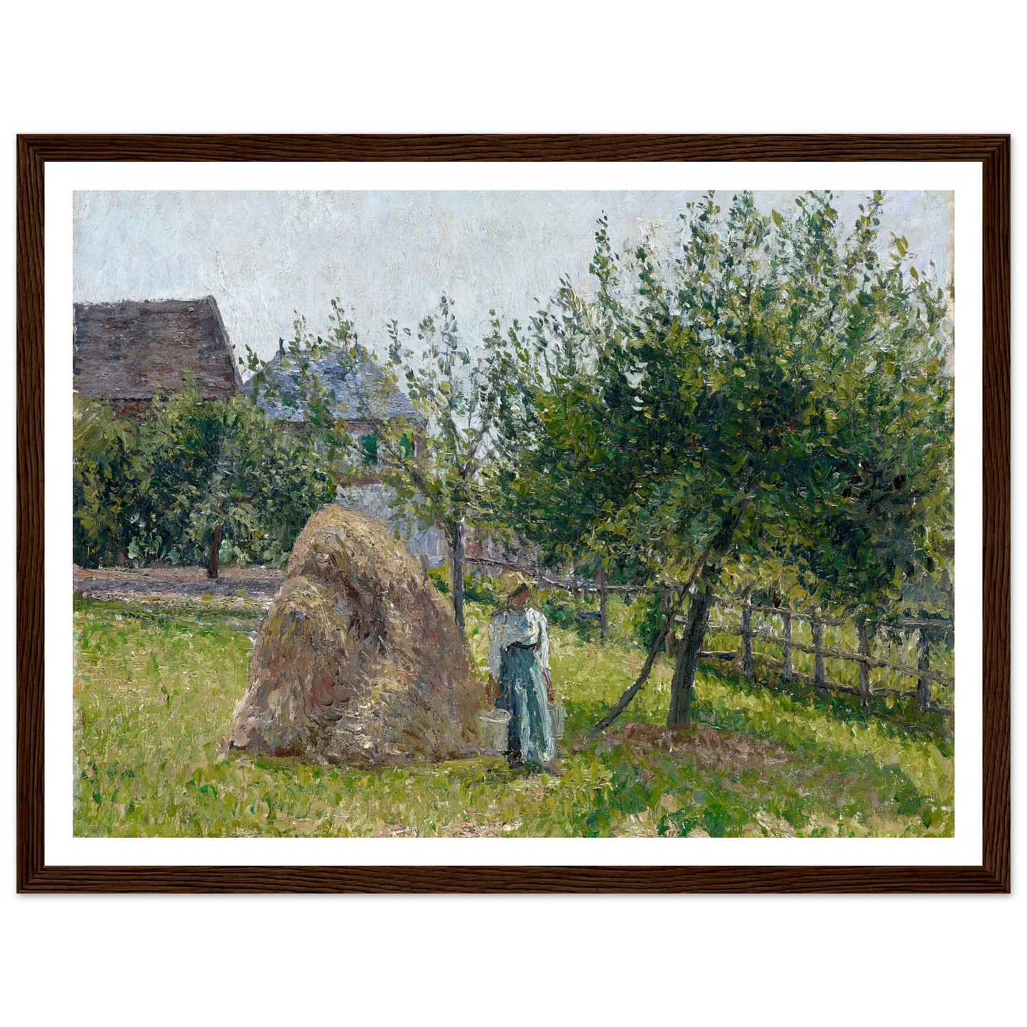 Apple Trees in Eragny, Sunny Morning (1903) Art Print | Camille Pissarro - Framed Poster - 30x40 cm / 12x16″ - Black frame