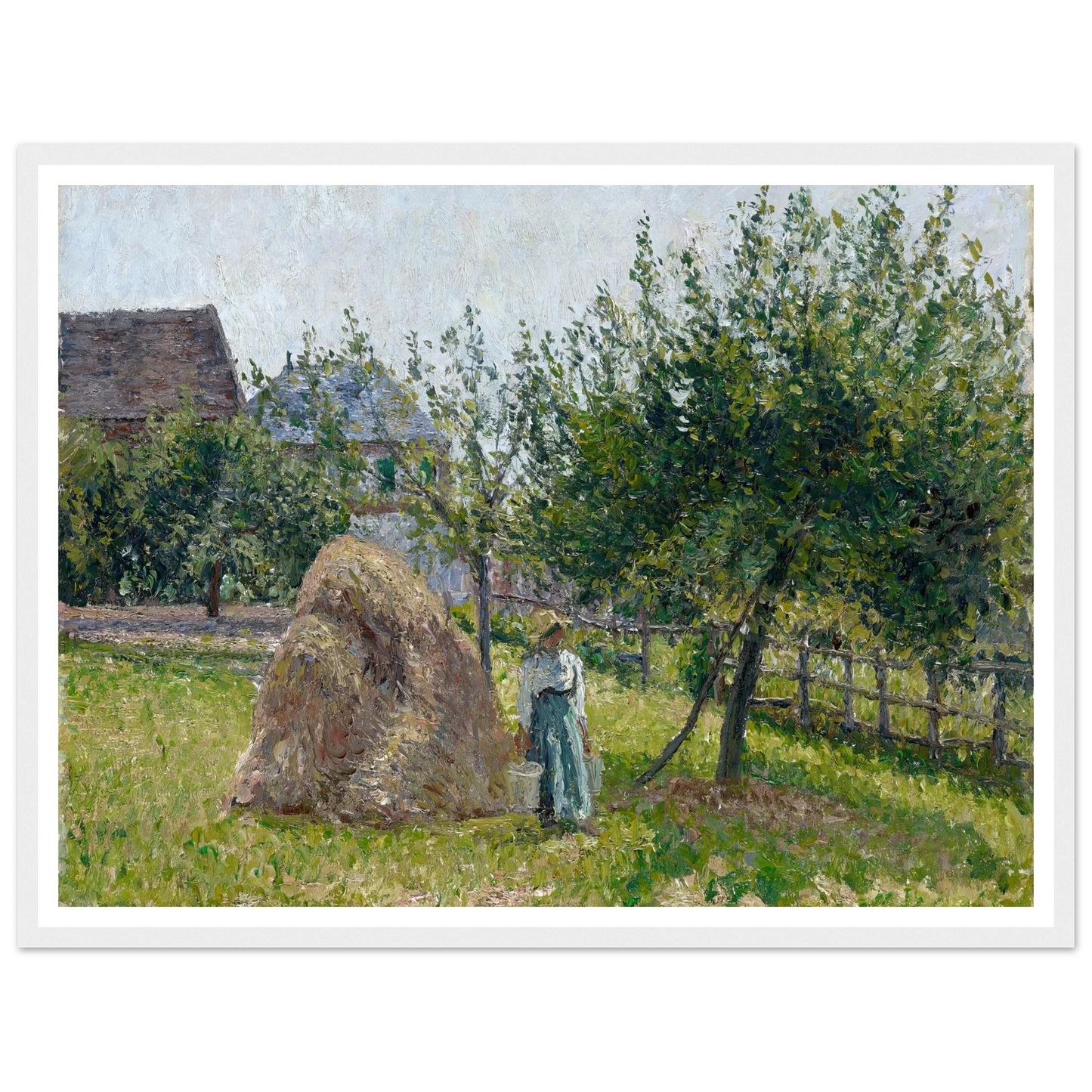 Apple Trees in Eragny, Sunny Morning (1903) Art Print | Camille Pissarro - Framed Poster - 30x40 cm / 12x16″ - Black frame