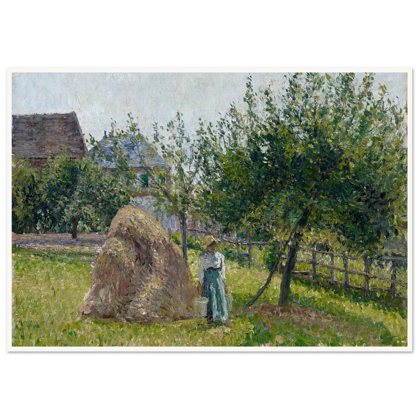 Apple Trees in Eragny, Sunny Morning (1903) Art Print | Camille Pissarro - Framed Poster - 30x40 cm / 12x16″ - Black frame