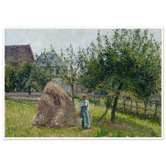 Apple Trees in Eragny, Sunny Morning (1903) Art Print | Camille Pissarro - Framed Poster - 30x40 cm / 12x16″ - Black frame