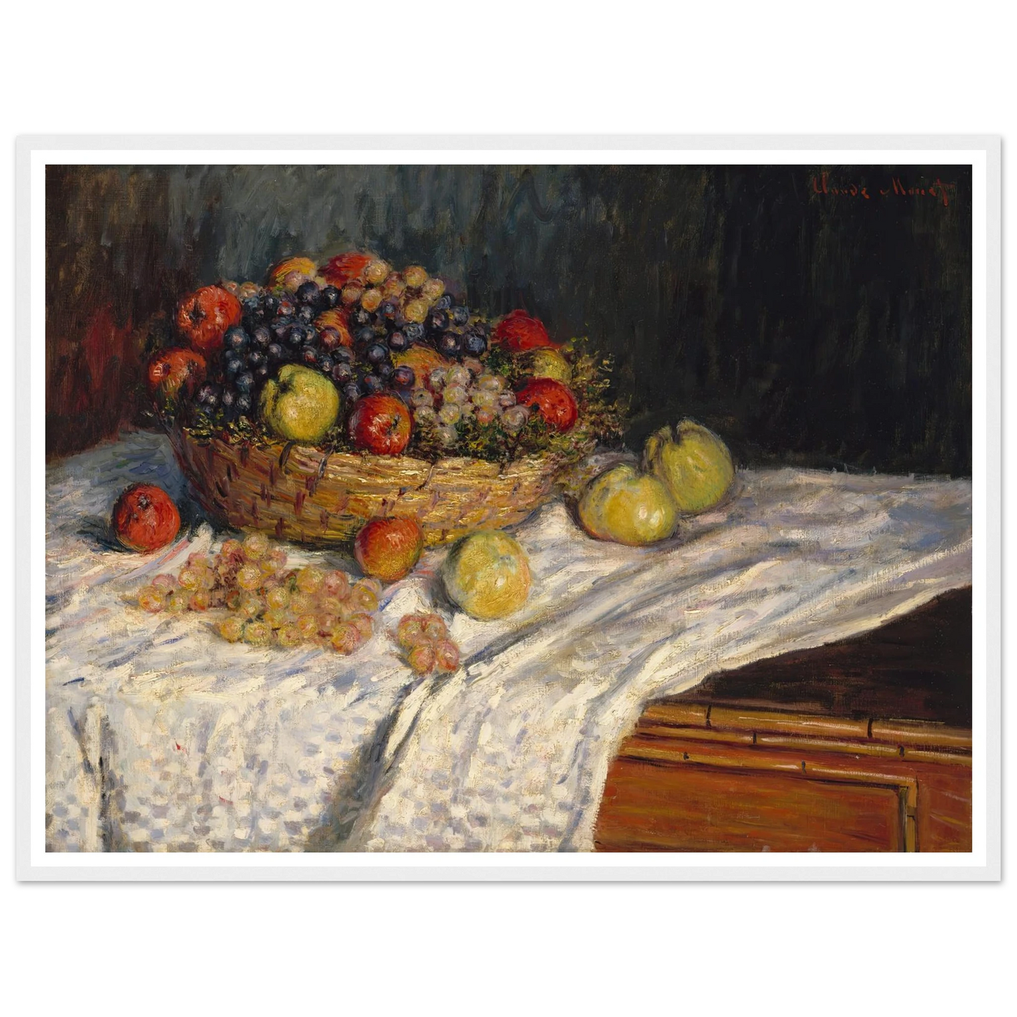 Apples and Grapes (1879-1880) Art Print | Claude Monet - Framed Poster - 30x40 cm / 12x16″ - Black frame