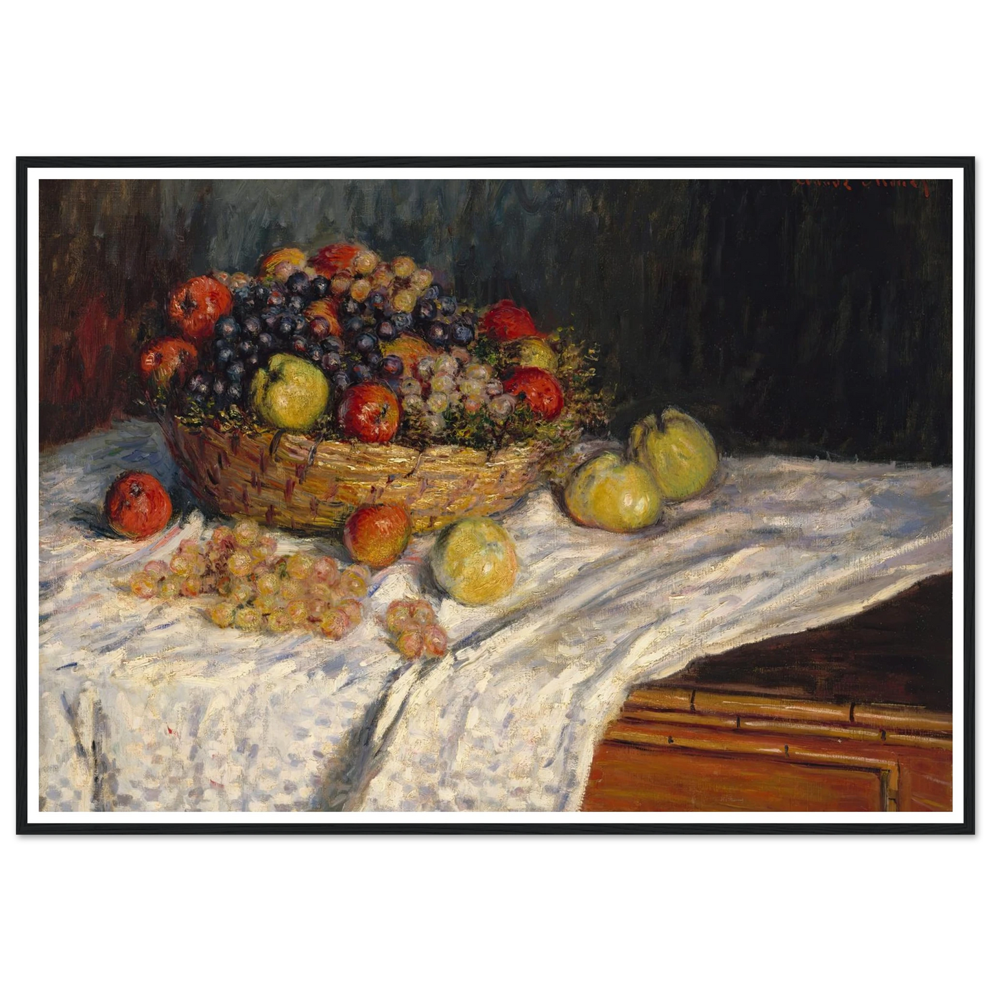 Apples and Grapes (1879-1880) Art Print | Claude Monet - Framed Poster - 30x40 cm / 12x16″ - Black frame