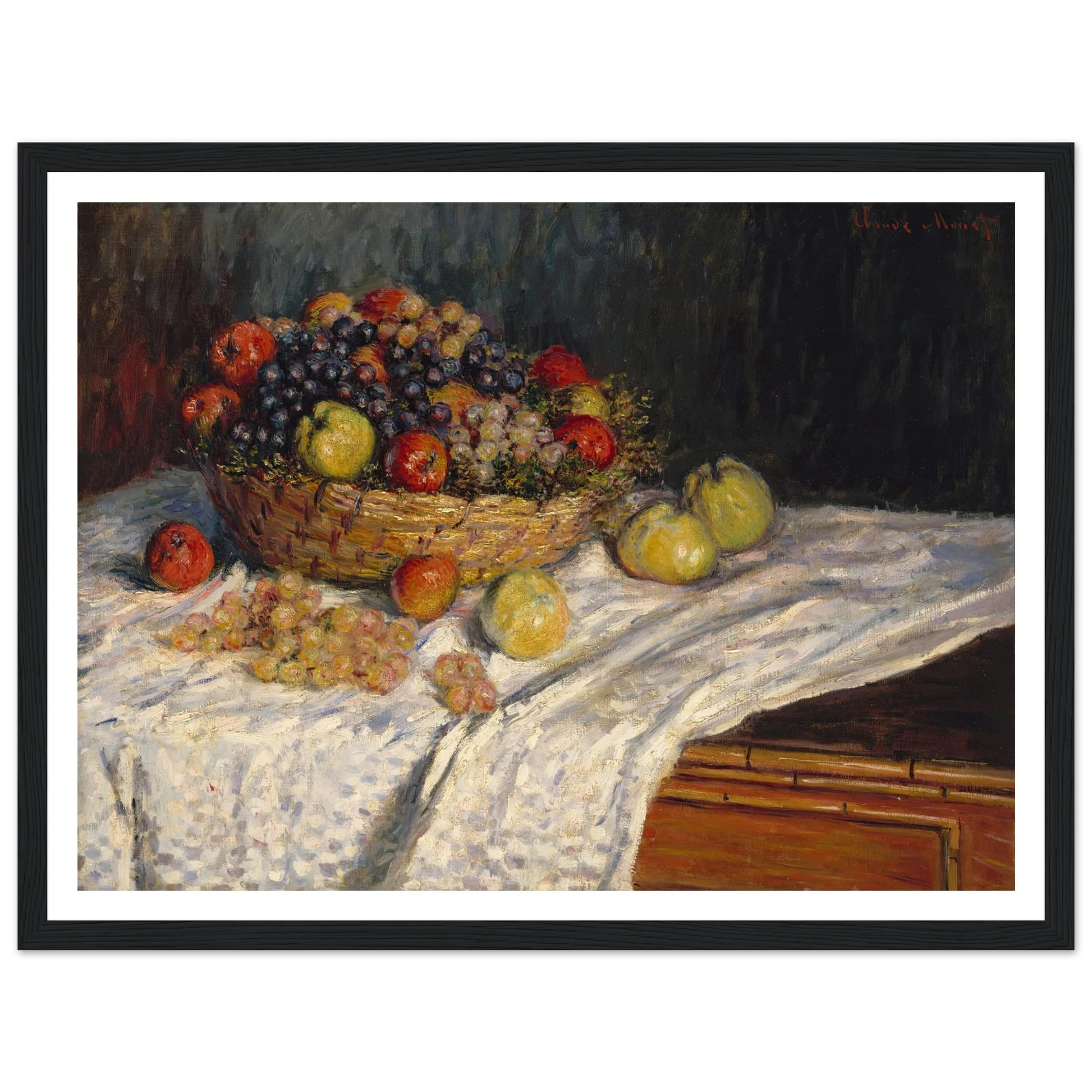 Apples and Grapes (1879-1880) Art Print | Claude Monet - Framed Poster - 30x40 cm / 12x16″ - Black frame