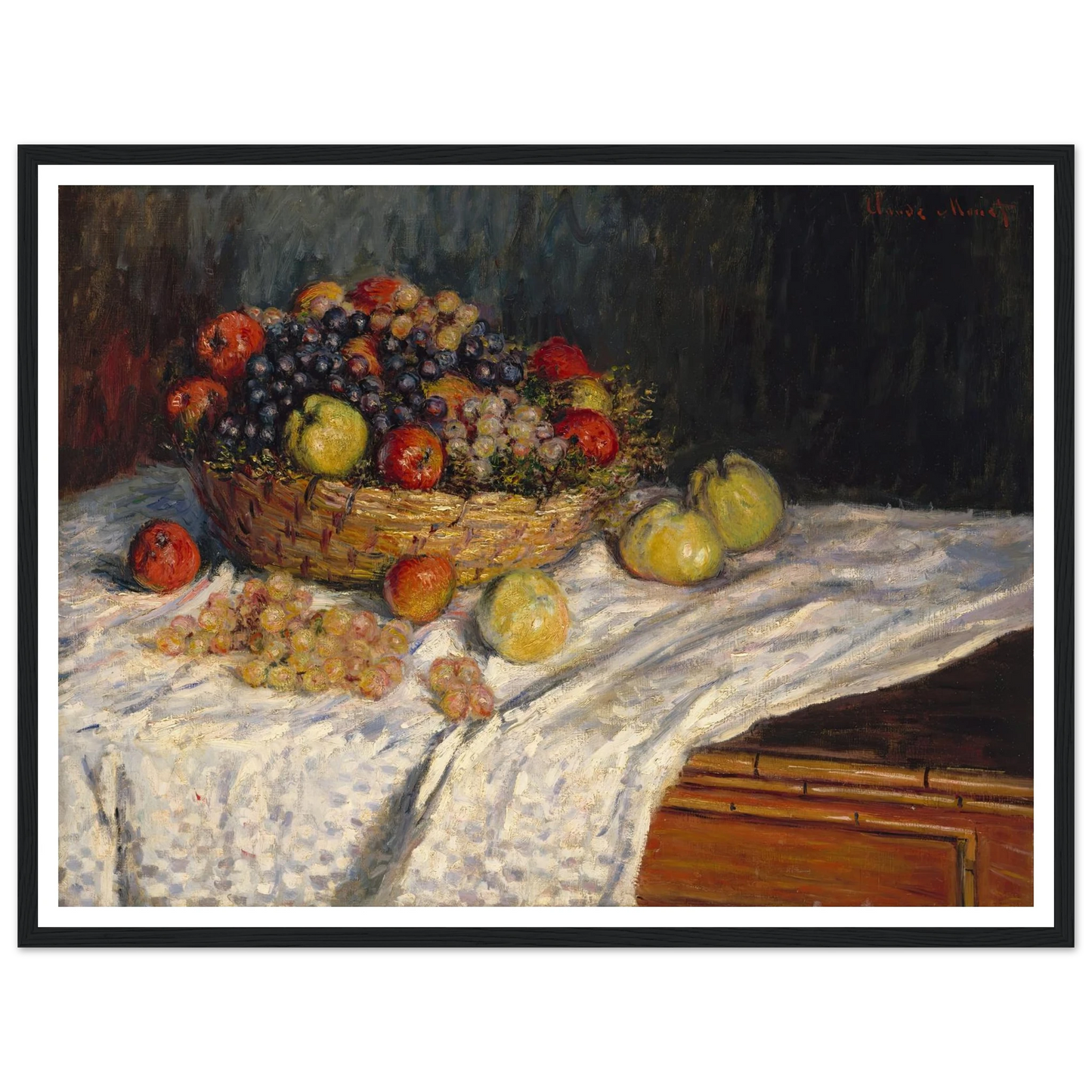 Apples and Grapes (1879-1880) Art Print | Claude Monet - Framed Poster - 30x40 cm / 12x16″ - Black frame