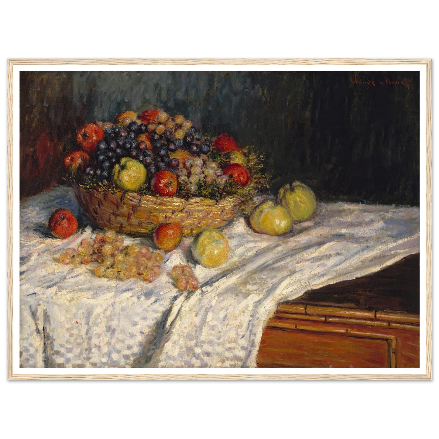Apples and Grapes (1879-1880) Art Print | Claude Monet - Framed Poster - 30x40 cm / 12x16″ - Black frame