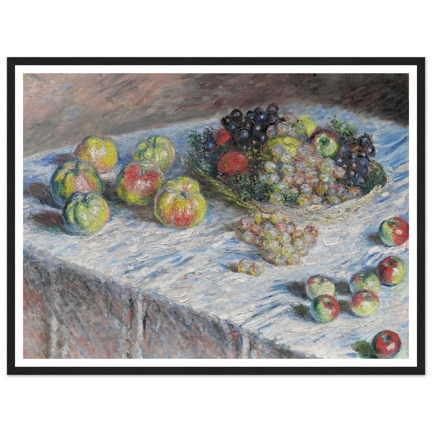 Apples and Grapes (1880) Art Print | Claude Monet - Framed Poster - 30x40 cm / 12x16″ - Black frame