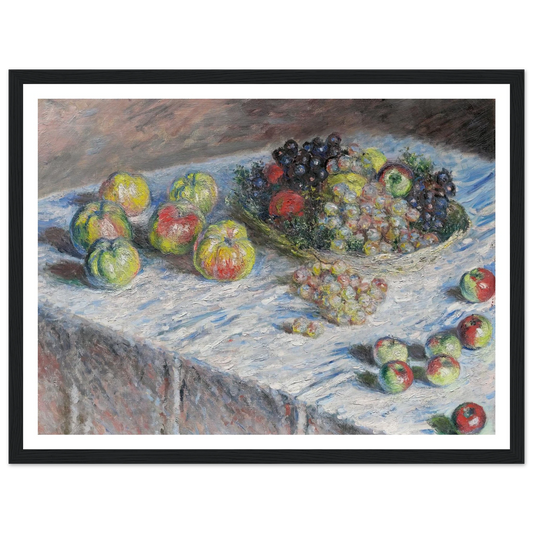 Apples and Grapes (1880) Art Print | Claude Monet - Framed Poster - 30x40 cm / 12x16″ - Black frame