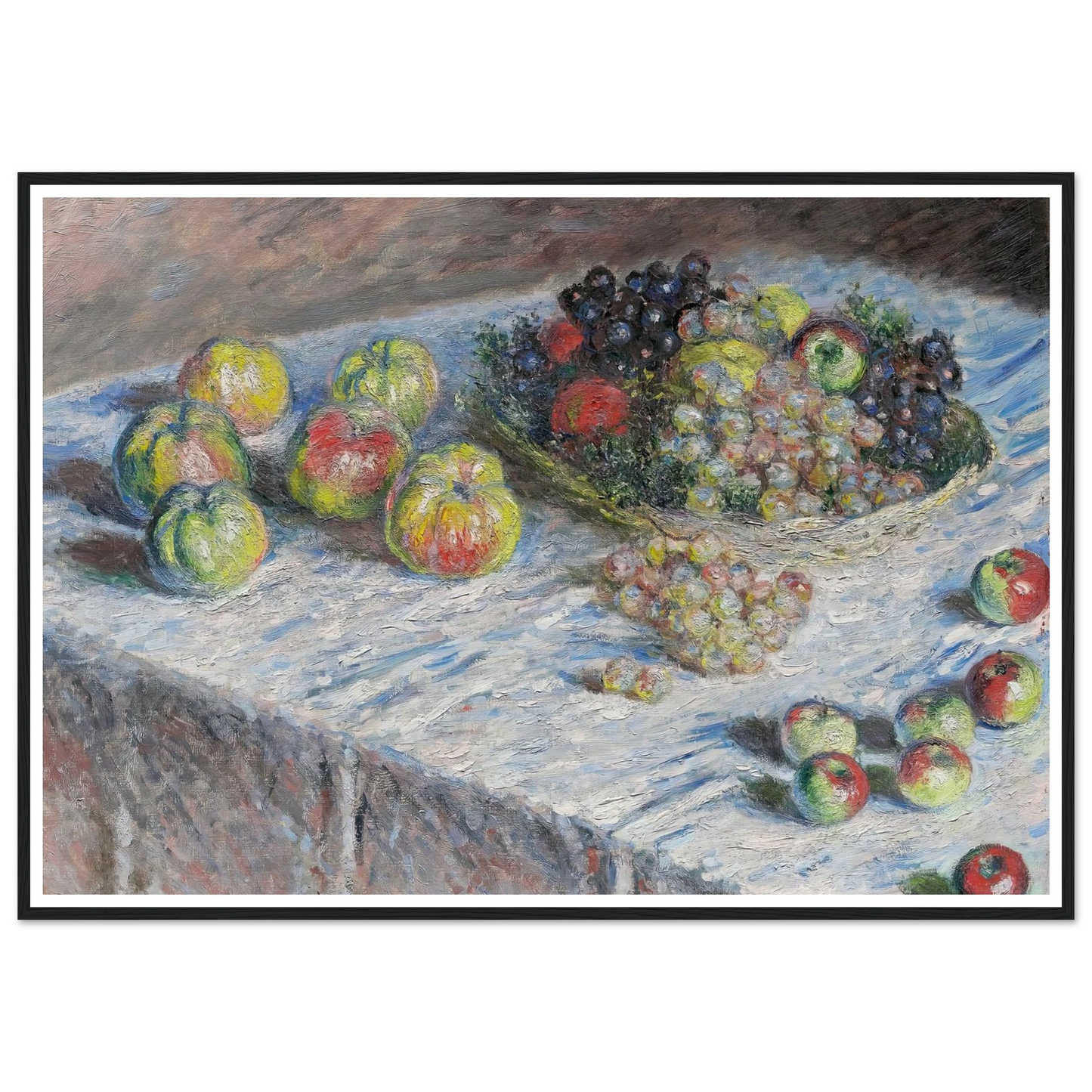Apples and Grapes (1880) Art Print | Claude Monet - Framed Poster - 30x40 cm / 12x16″ - Black frame